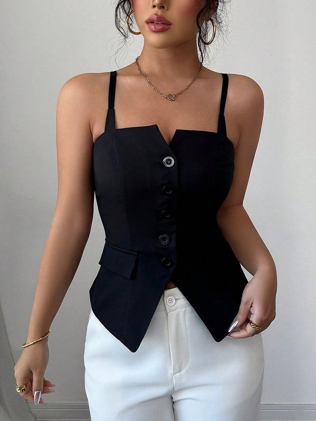 Button-Front Fitted Cami
