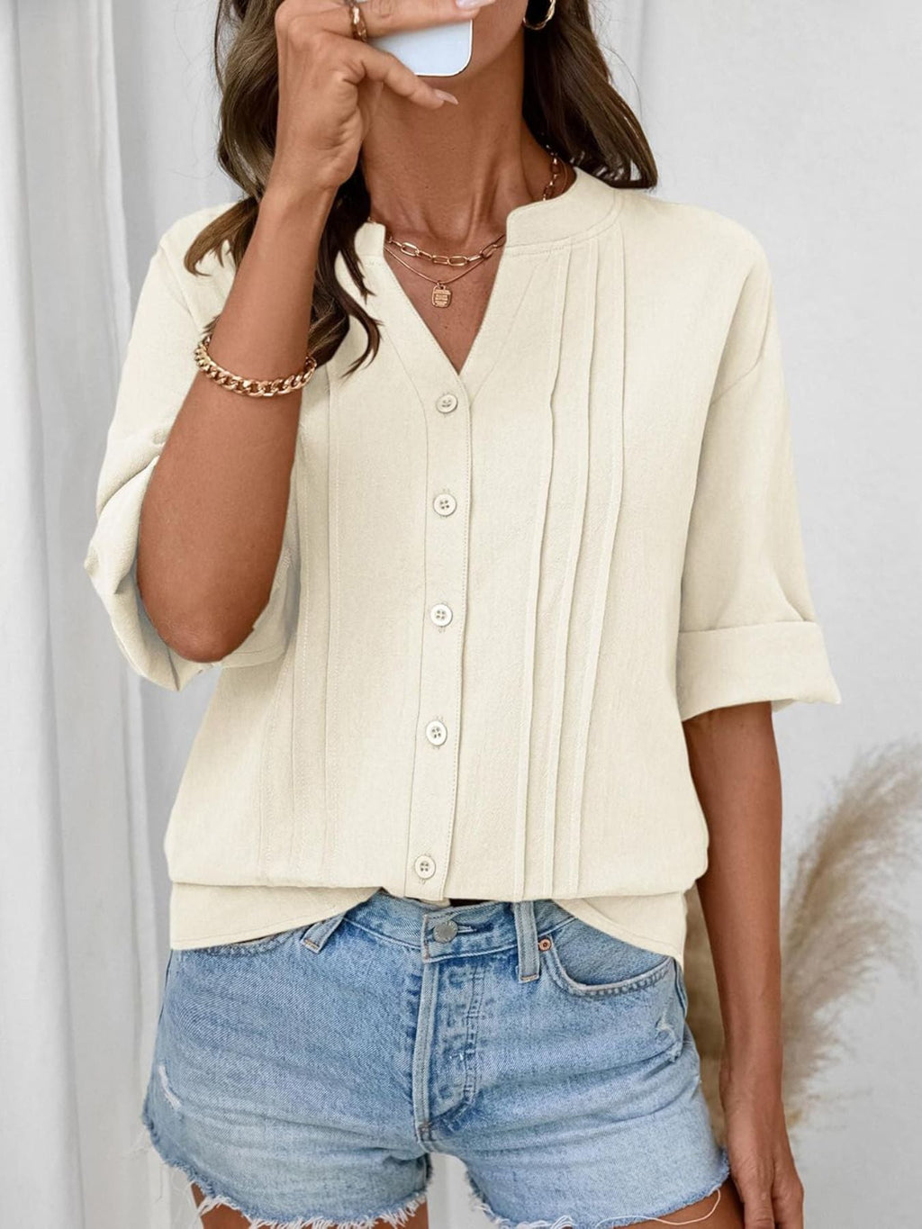 Button-Down Notched Shirt