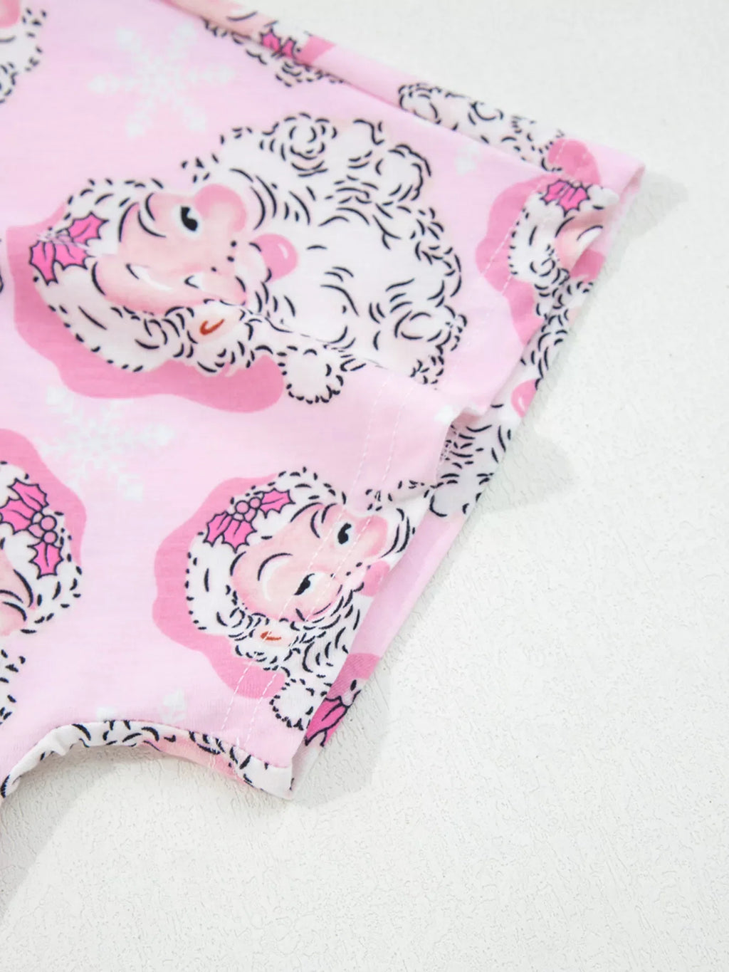 Santa Claus Print V Neck Tee Drawstring Pants 2pcs Lounge Set