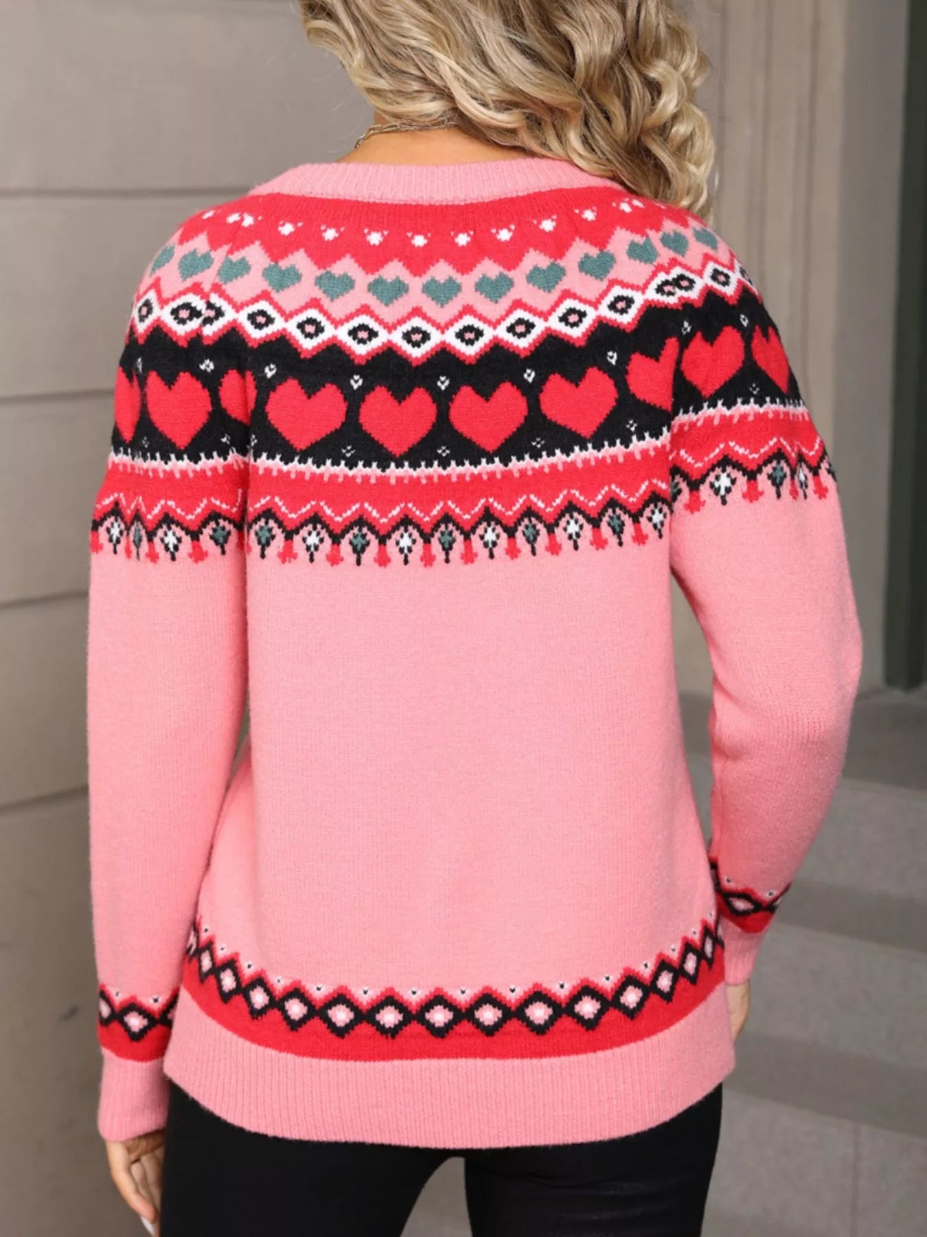 Valentine's Day Heart Pattern Knitted Sweater