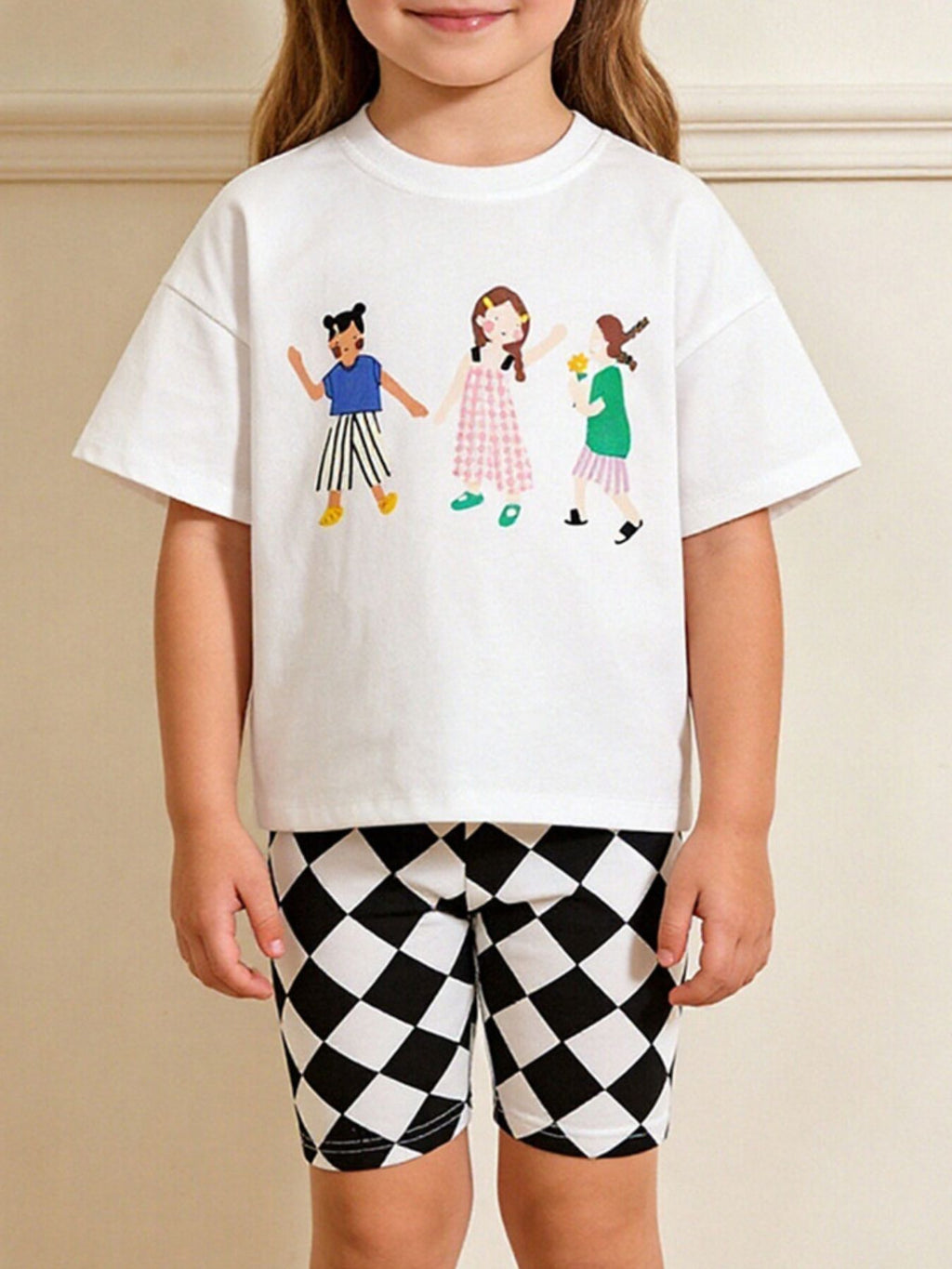 Children's Graphic Tee & Checkered Shorts Set