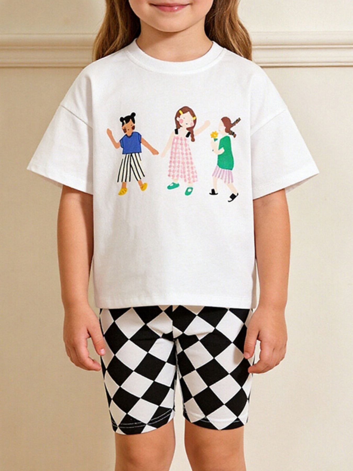 Children's Graphic Tee & Checkered Shorts Set