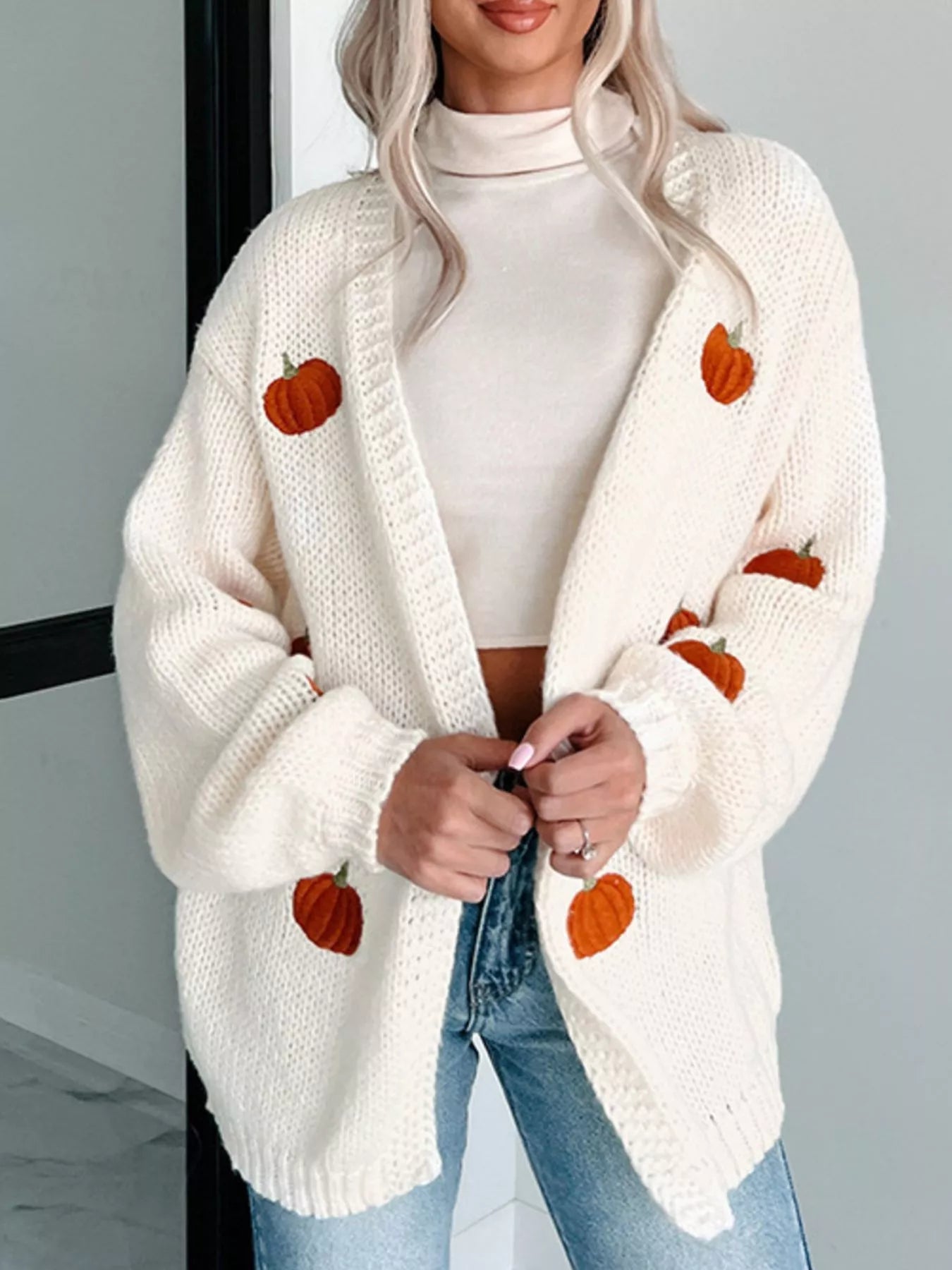 Embroidered Button Up Cardigan