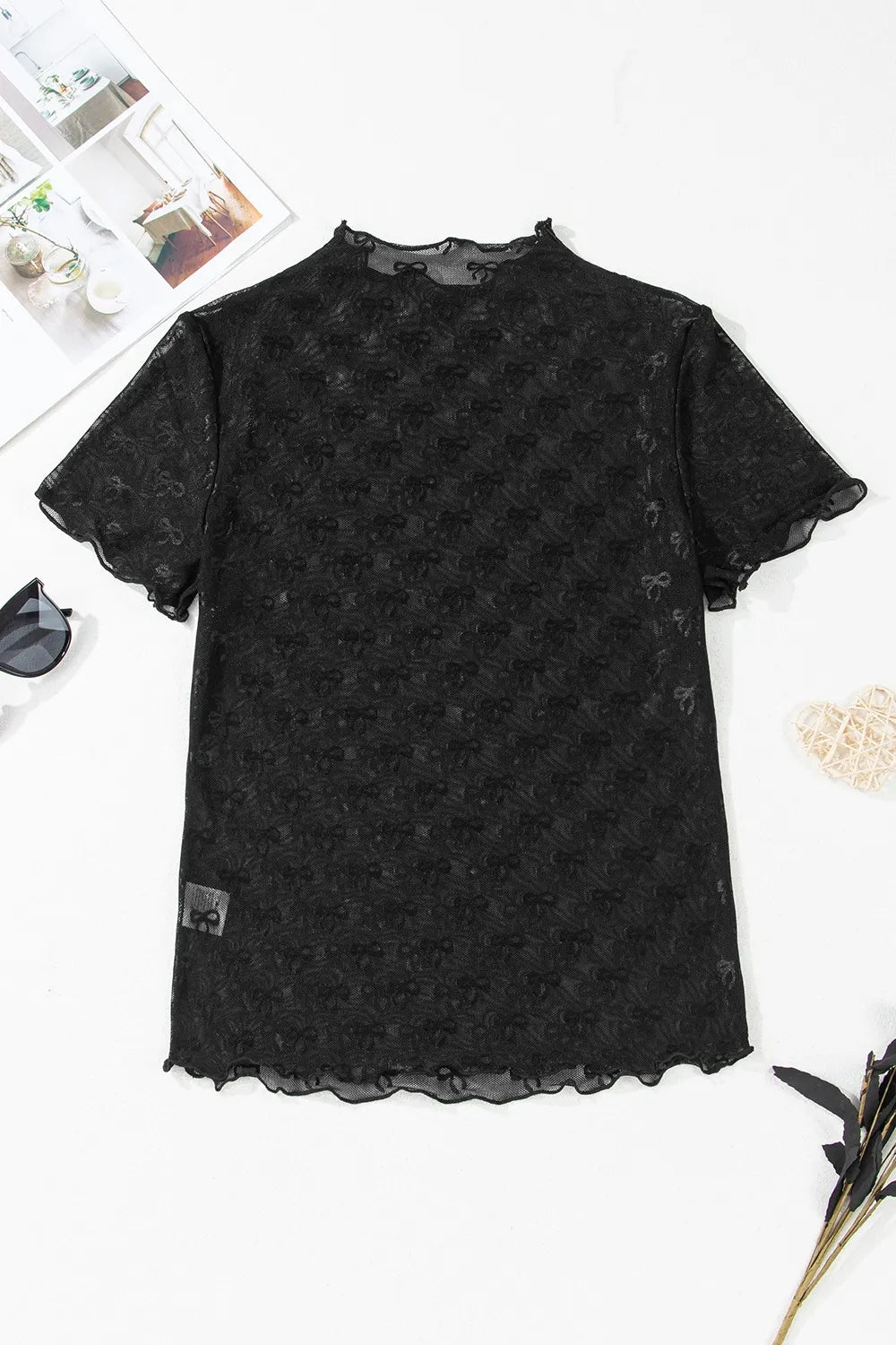Sheer Mesh Short Sleeve Top