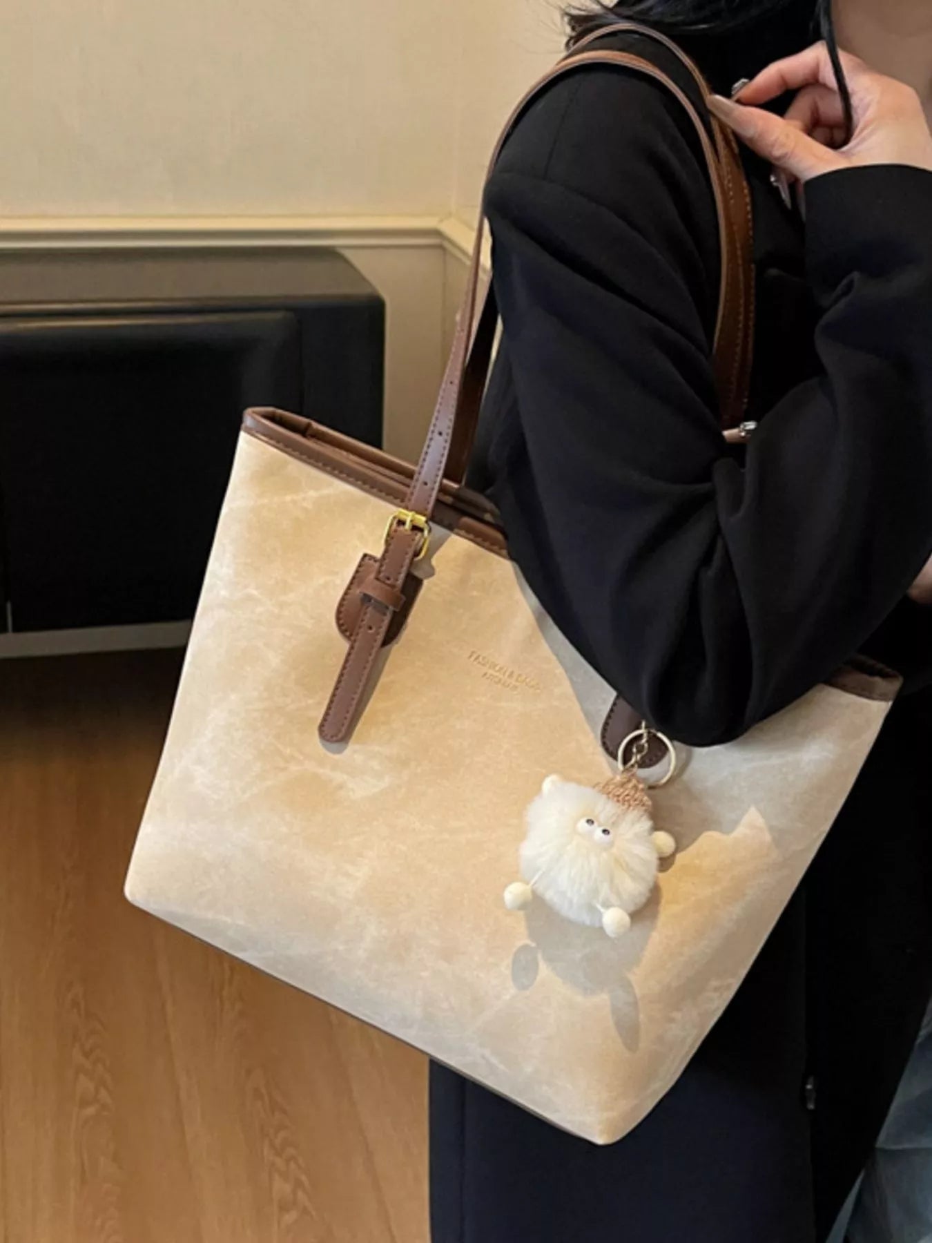 Shoulder Bag with Plush Charm