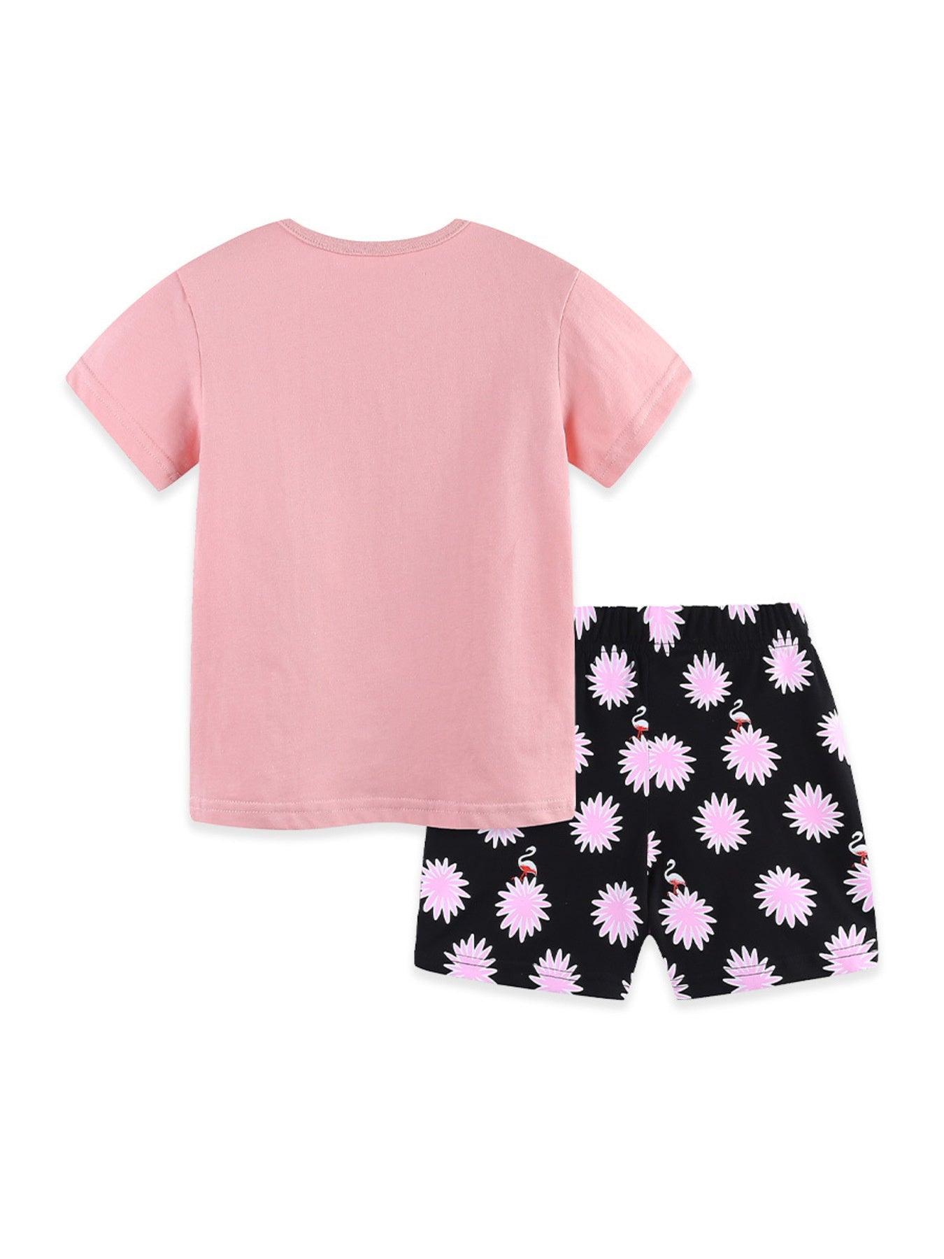 Children's Flamingo Print Tee and Shorts Set