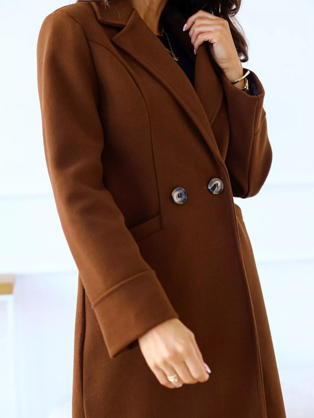 Lapel Collar Wool Blend Overcoat