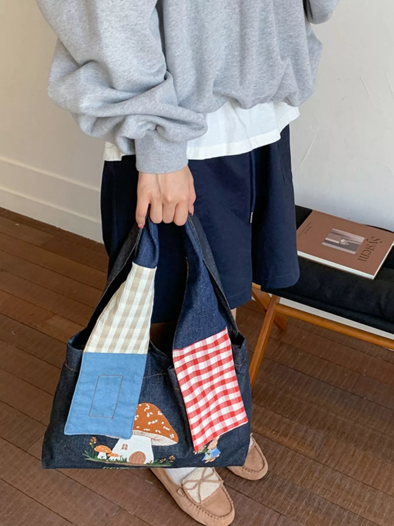 Mushroom Corduroy Tote Bag