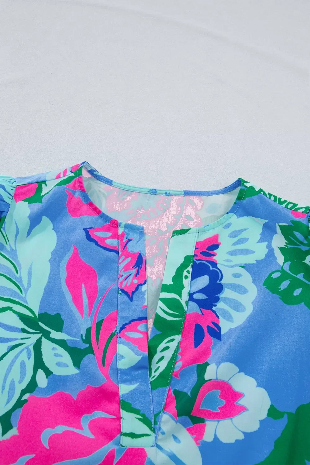 Floral Print V Neck Half Sleeve Blouse