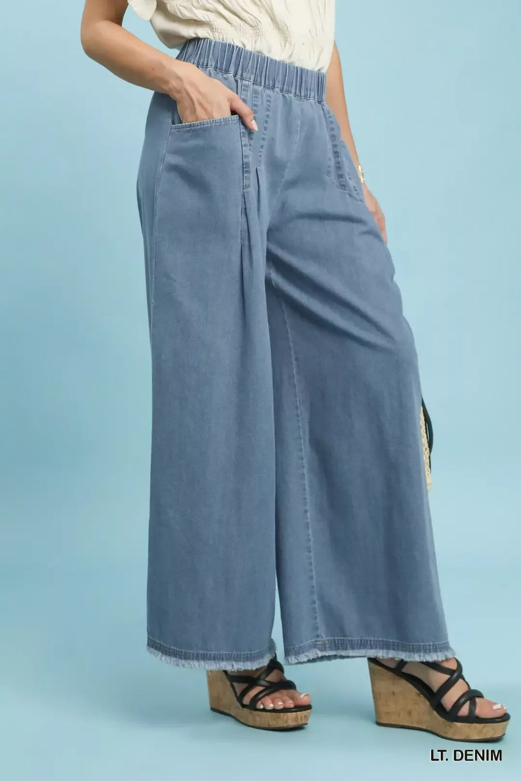 Umgee Stone Washed Wide Leg Pants