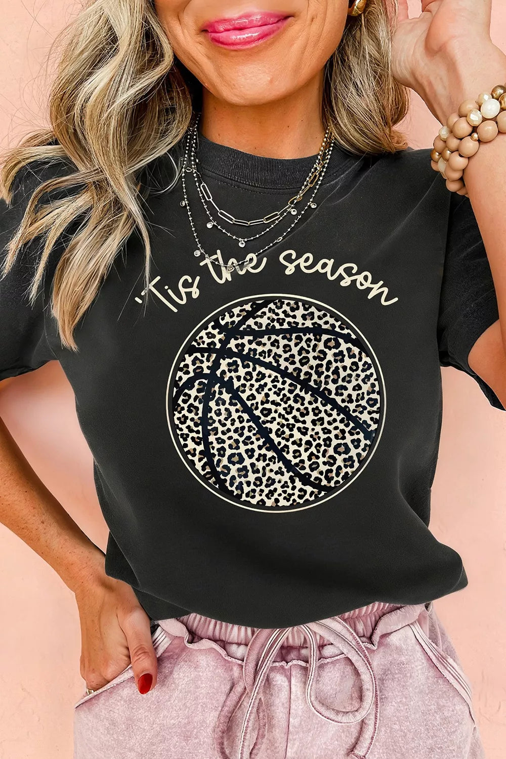 Leopard Basketball Graphic Crew Neck Tee