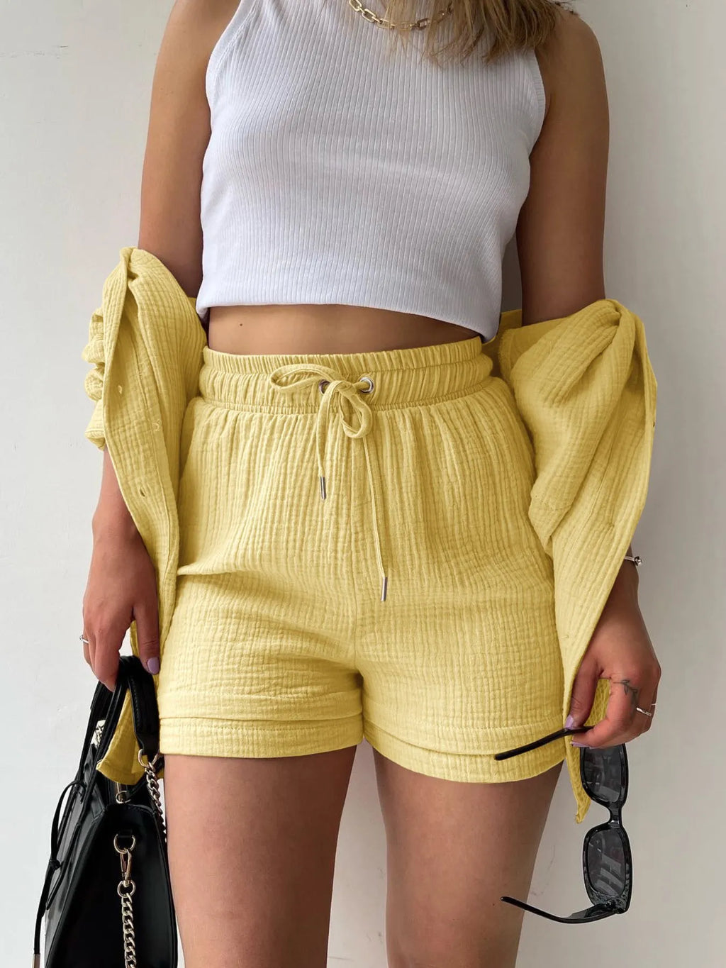 Button Up Shirt and Shorts Set