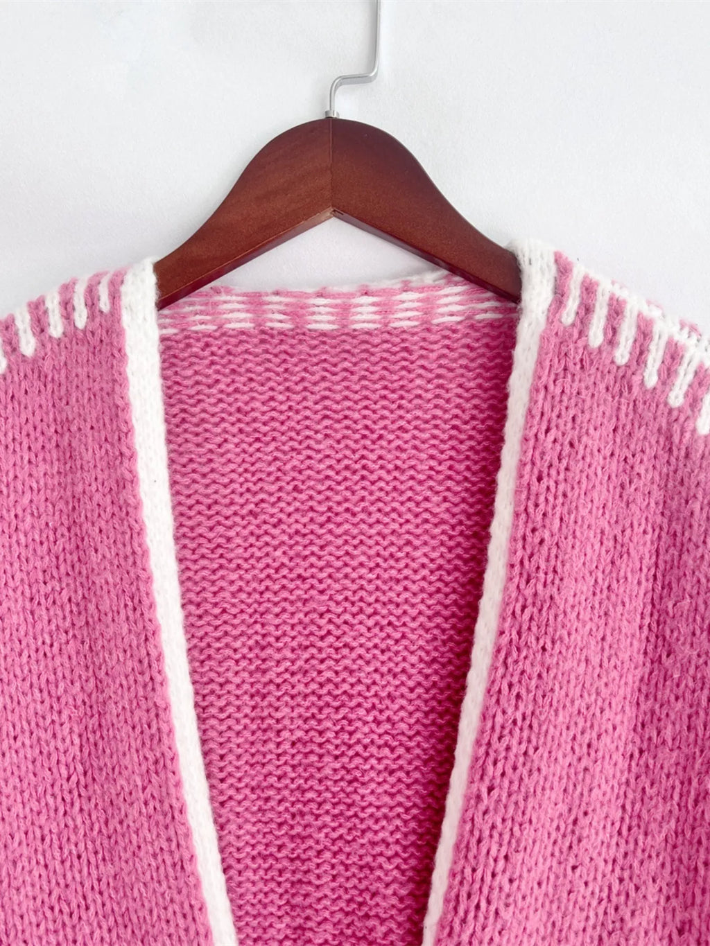 Contrast Trim Open Front Cardigan