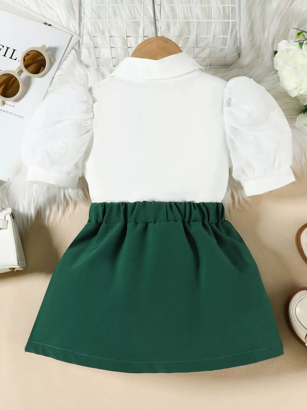 Children's Puff Sleeve Top & Skirt Set