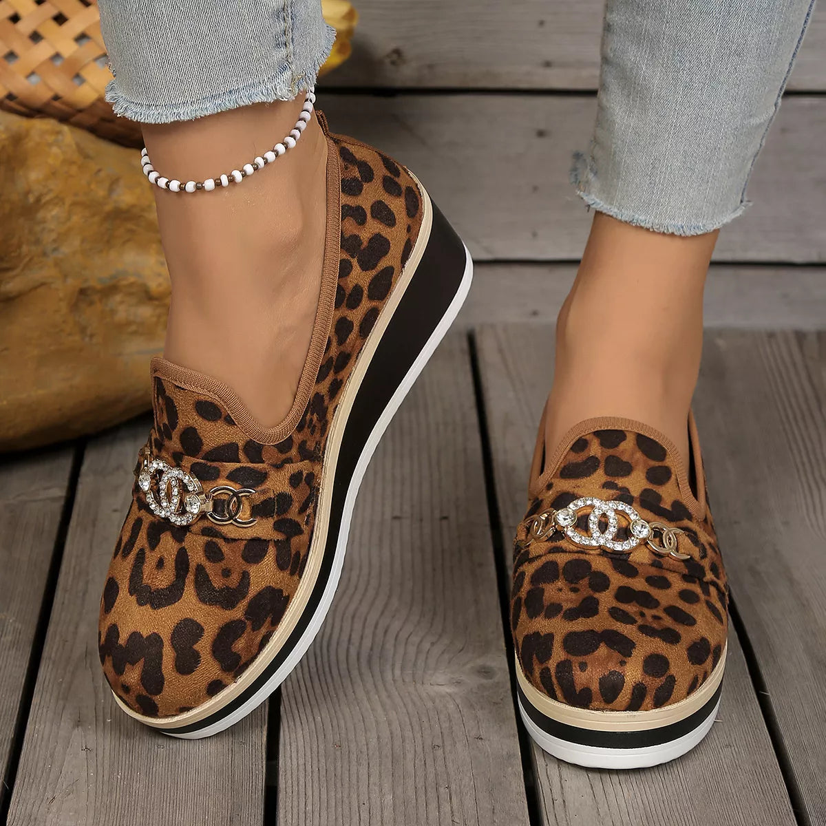 Leopard Print Platform Loafers
