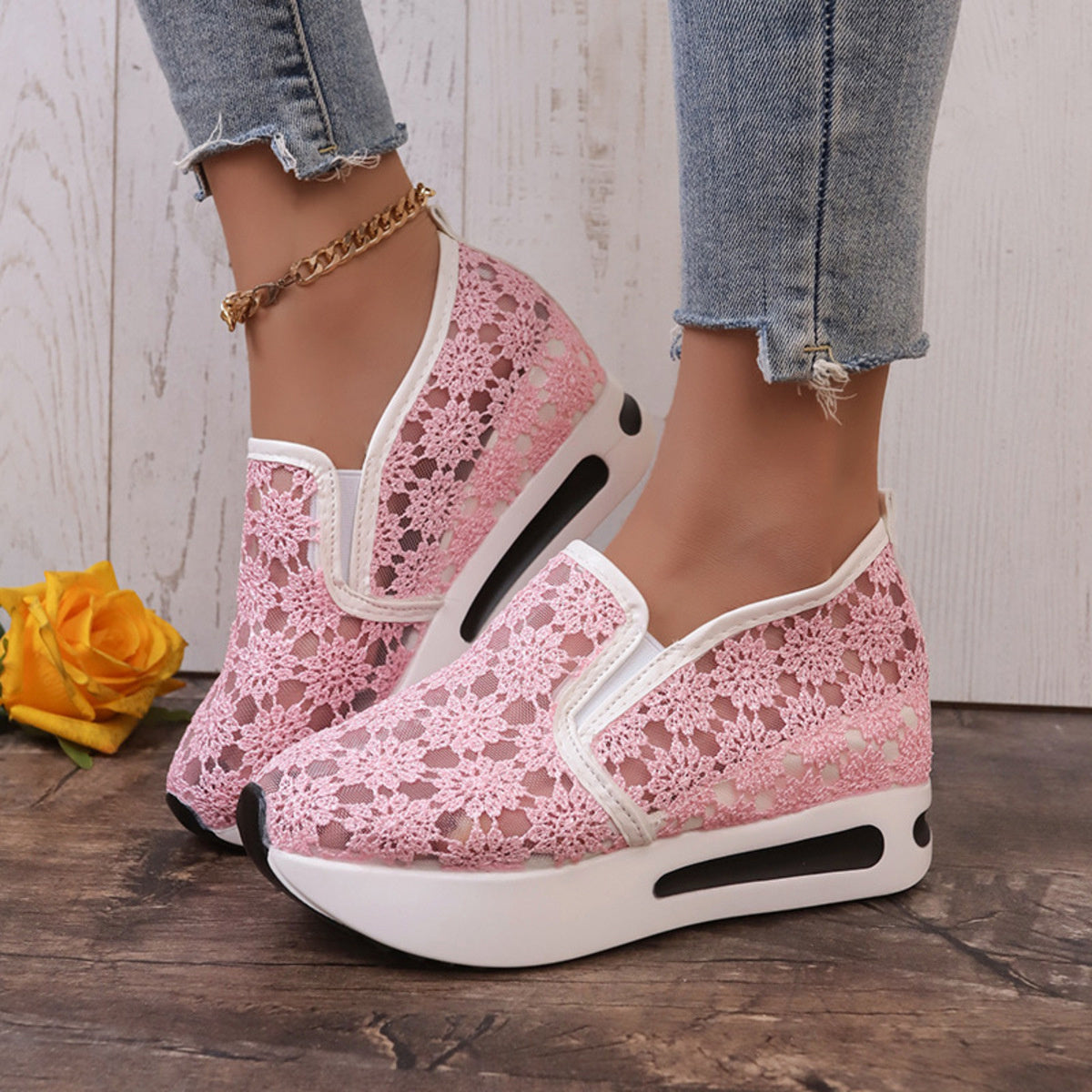 Floral Lace Breathable Slip-Ons