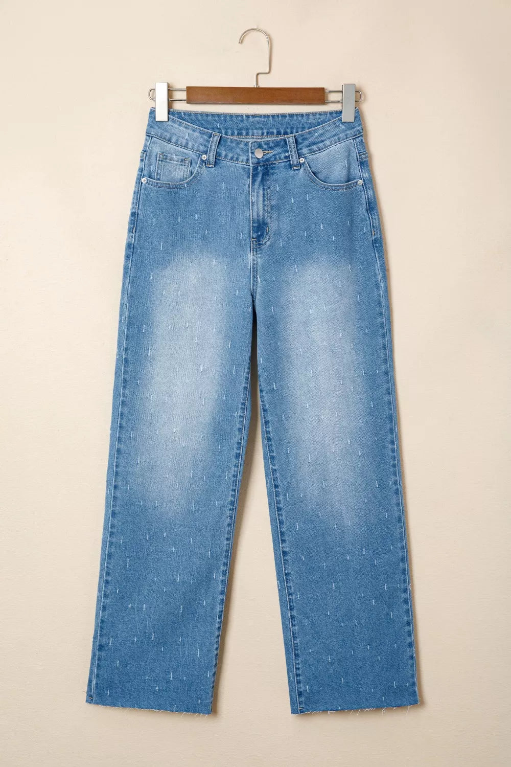 Distressed Detail Tummy Control Raw Hem Jeans
