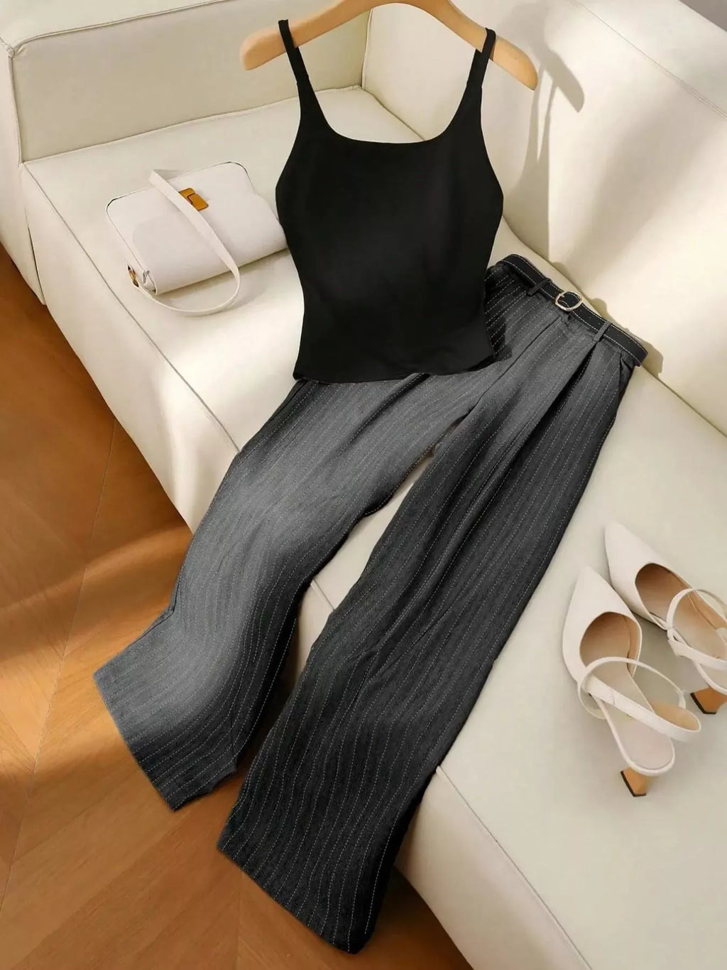 Sleeveless Top and Wide-Leg Pants Set