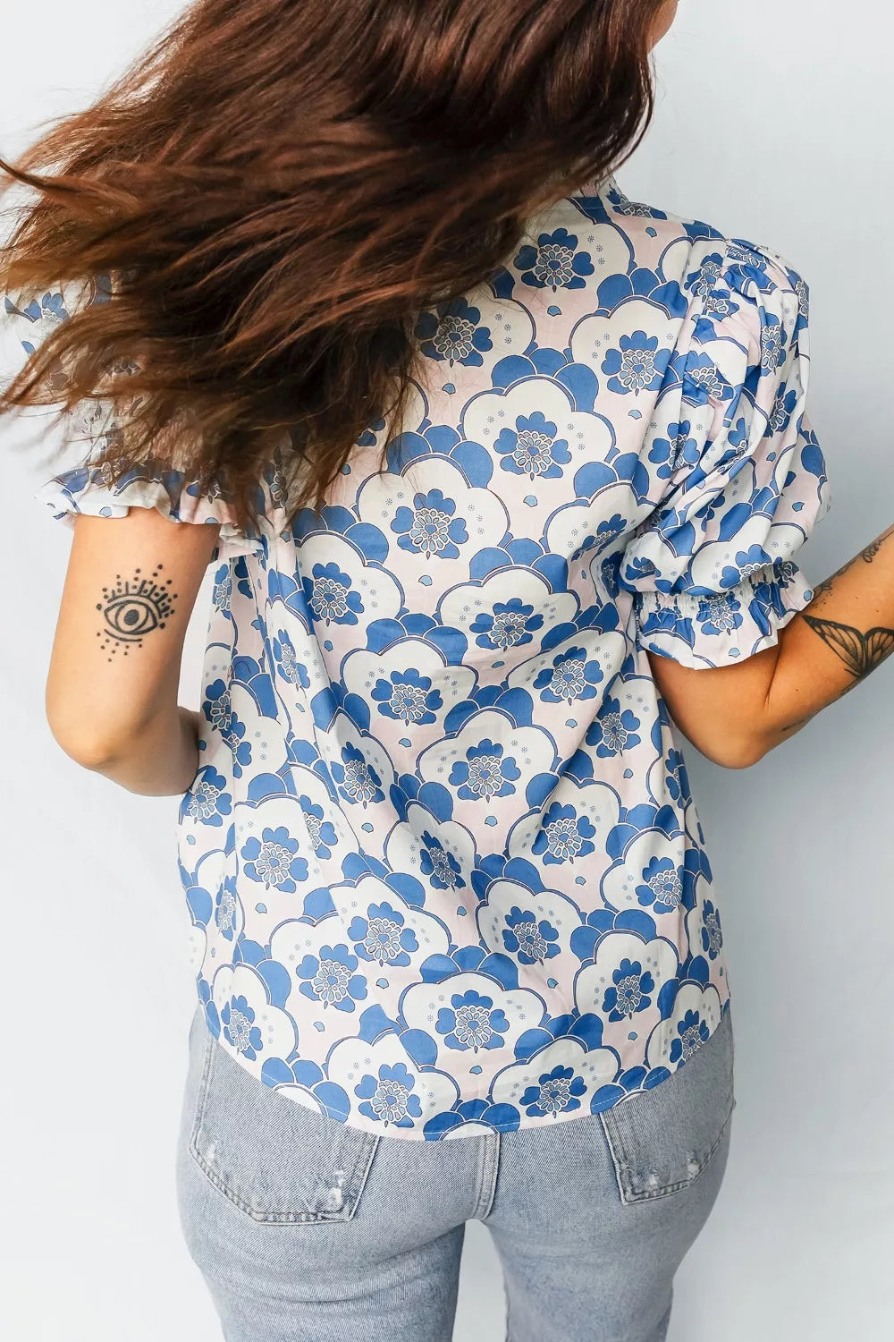 Floral Print Puff Sleeve Blouse
