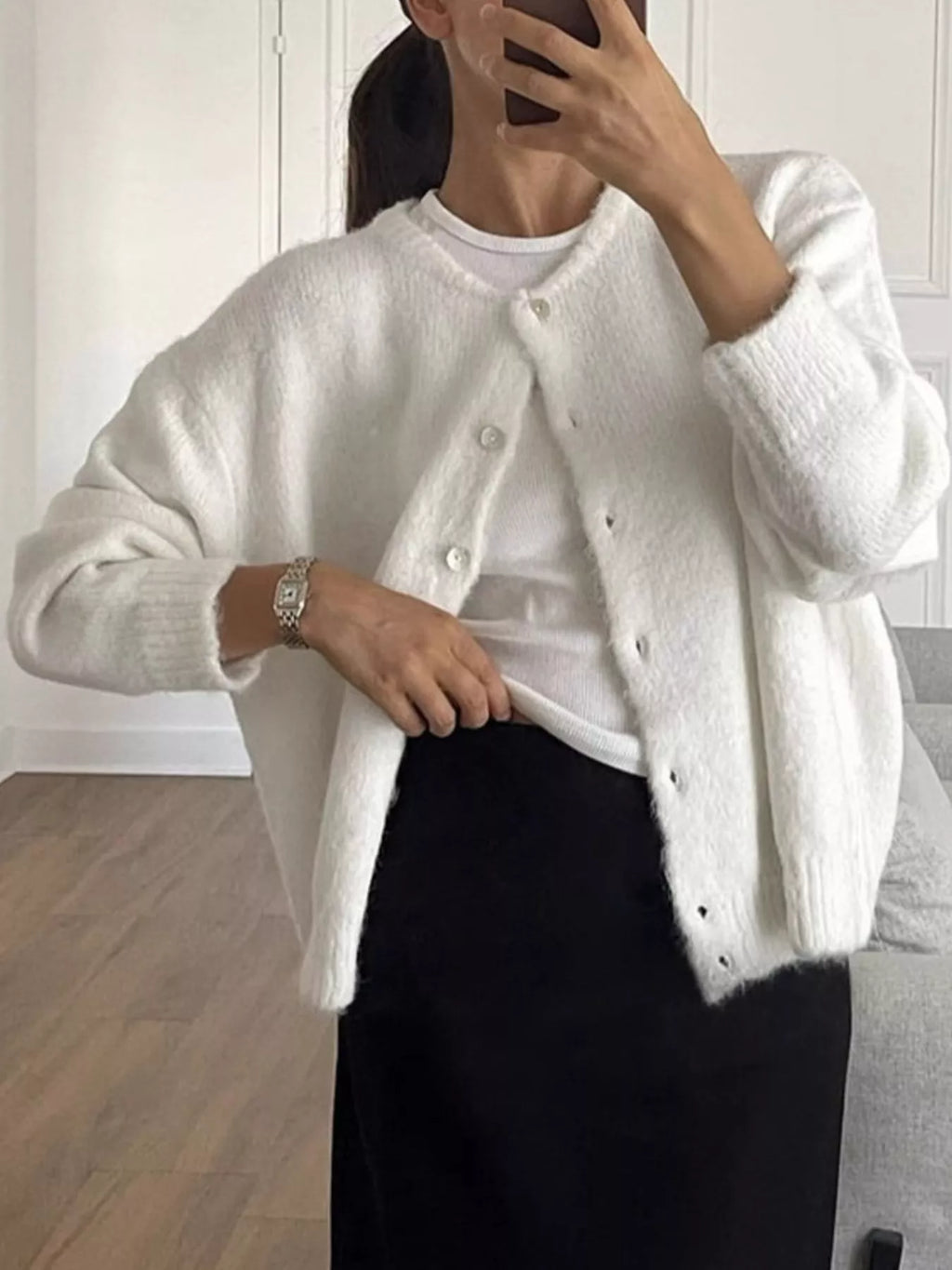 Button Up Long Sleeve Cardigan