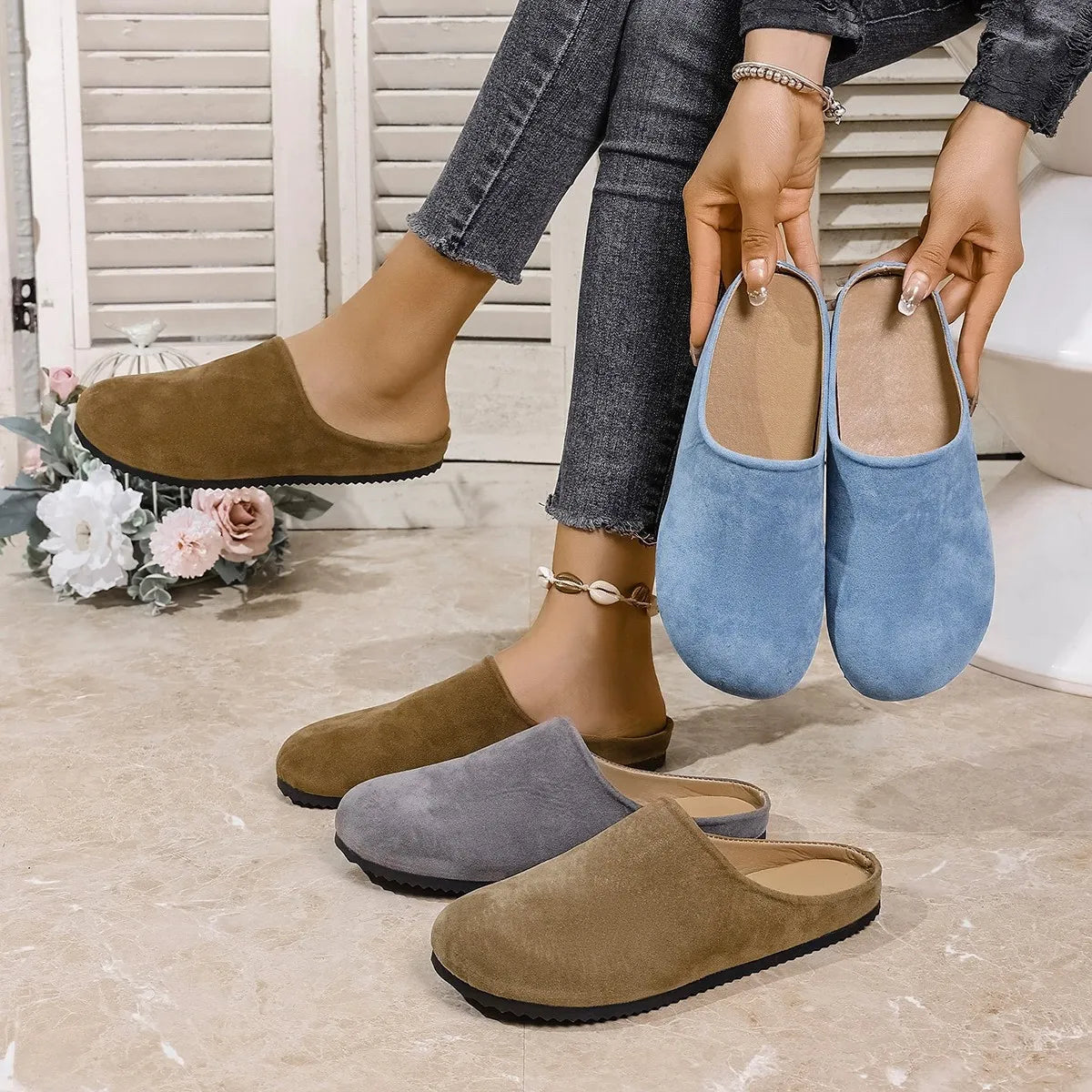 Round Toe Suede Slip-Ons