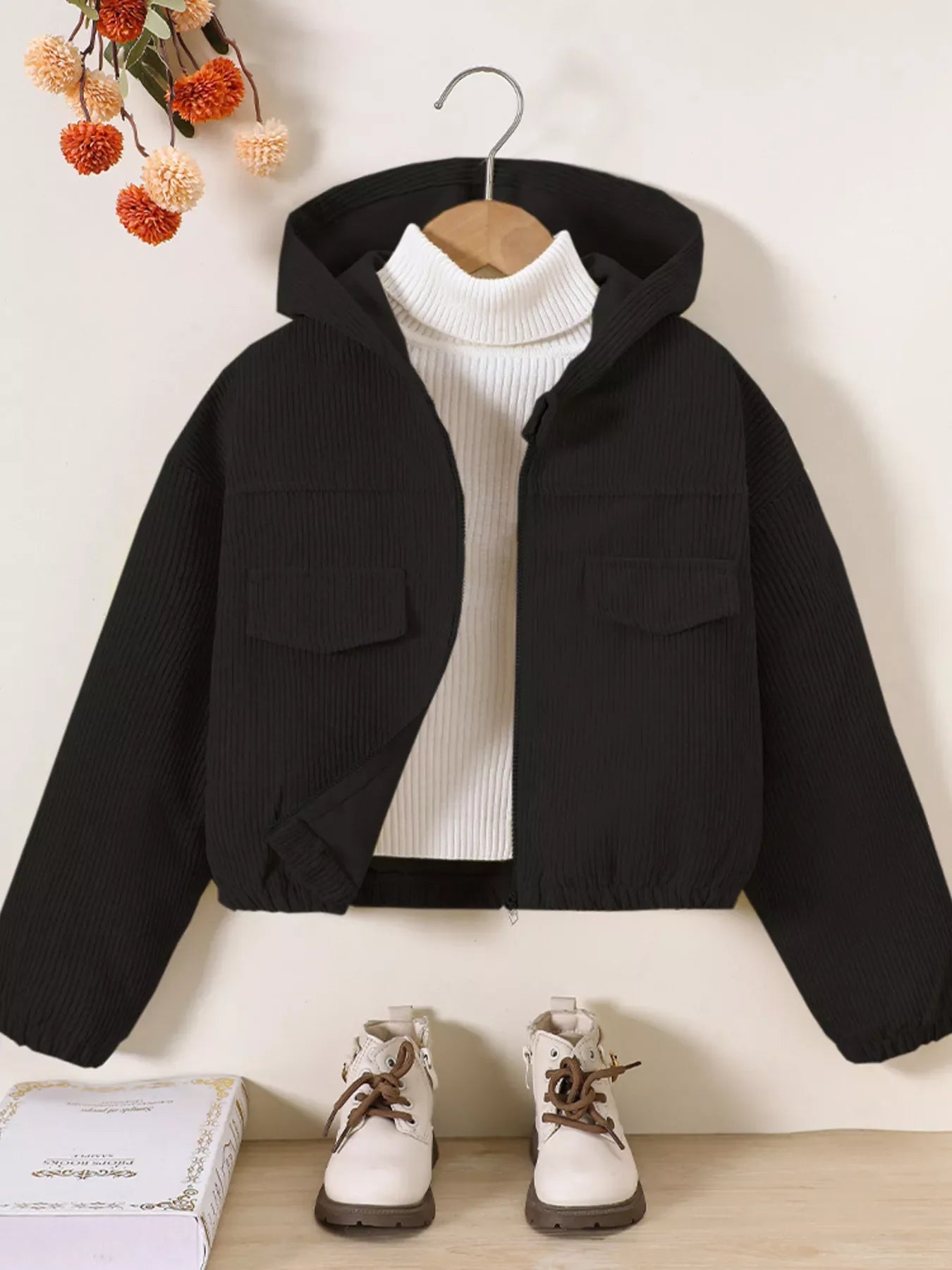 Children's Casual Corduroy Hooded Jacket
