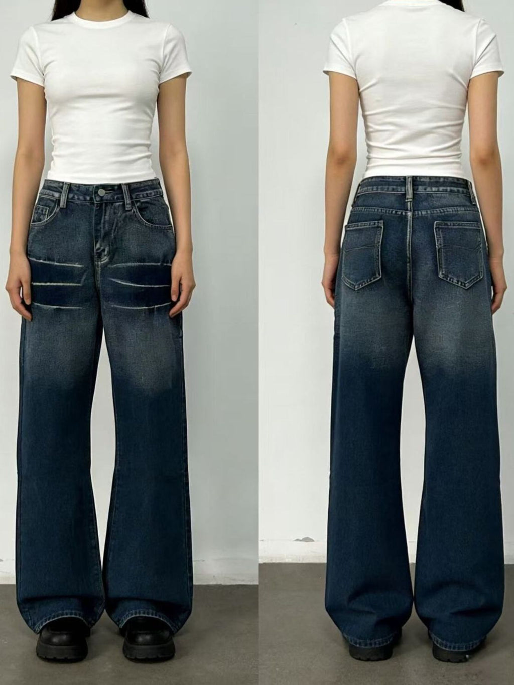 Washed Wide Leg Jeans