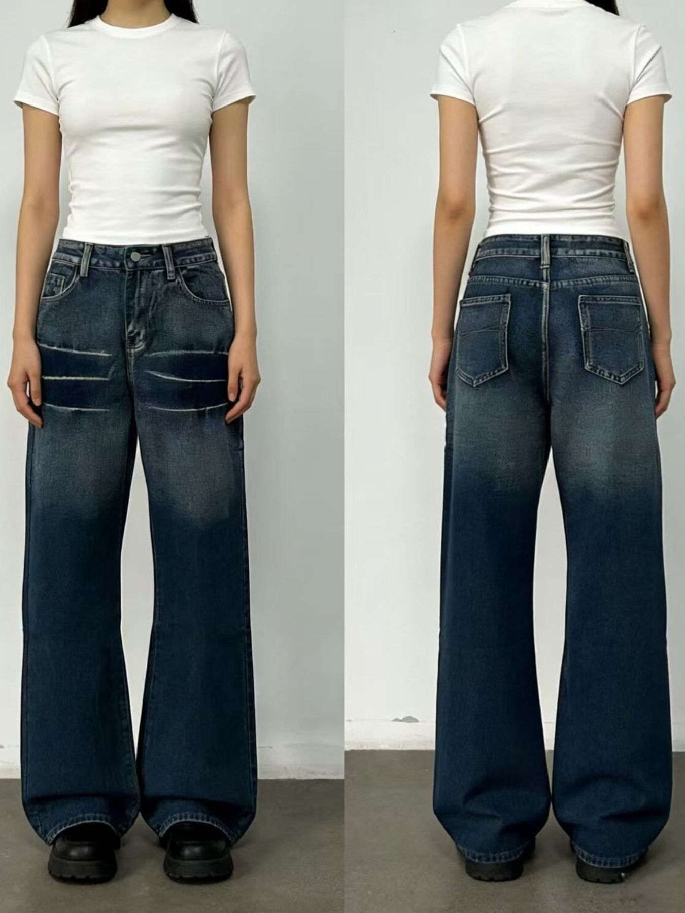 Washed Wide Leg Jeans