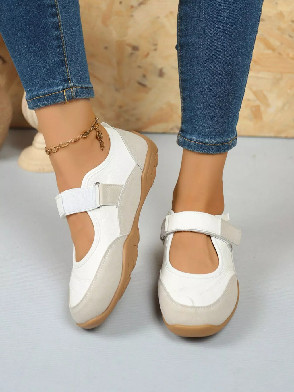 Round Toe Flats Velcro Strap Loafers