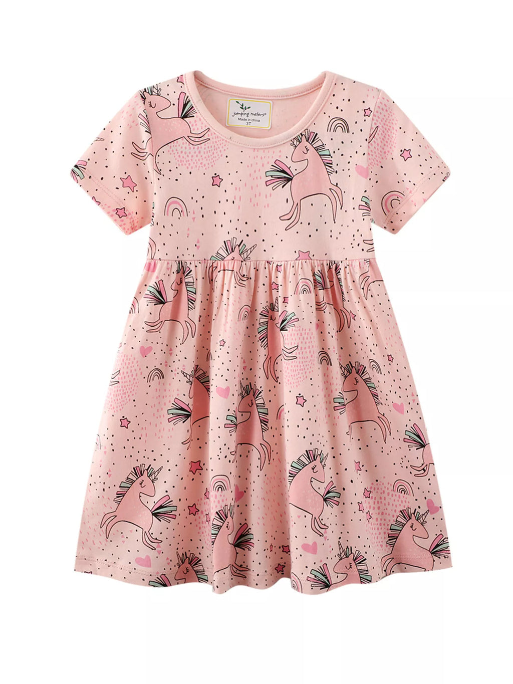 Children's Unicorn Print Round Neck Summer Dress