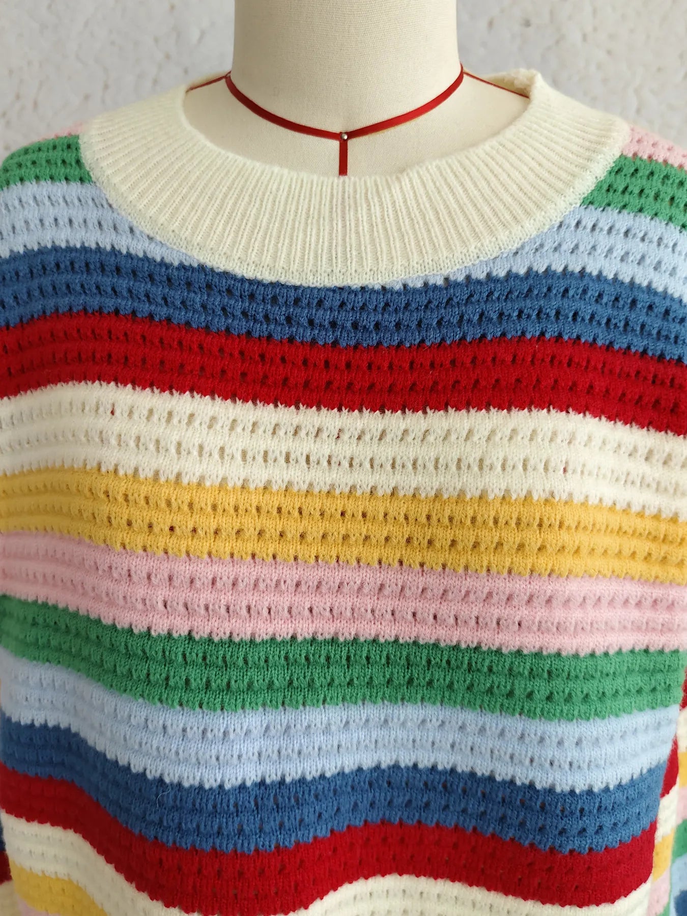 Tassel Rainbow Striped Long Sleeve Sweater
