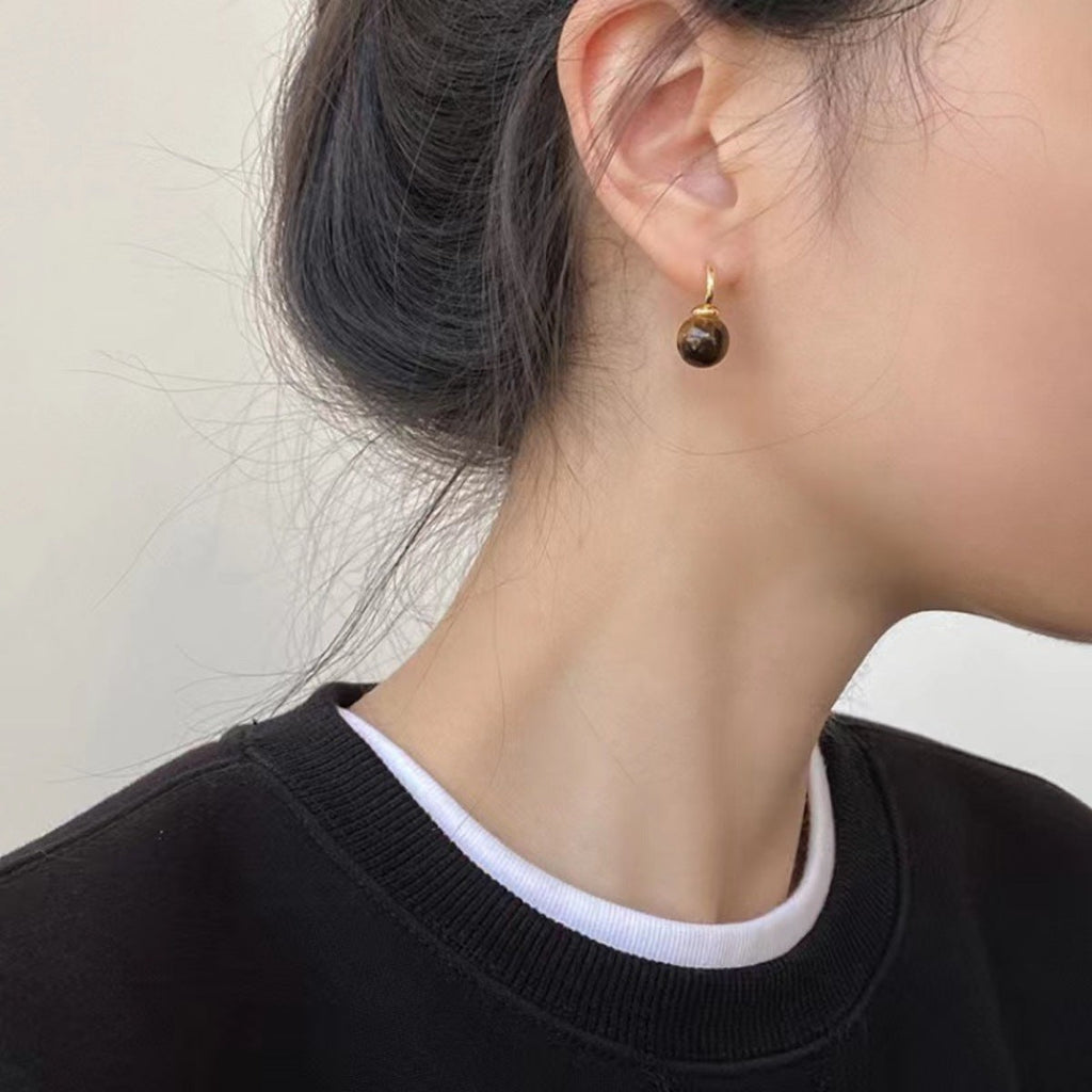Tiger Eye Ball Drop Earrings