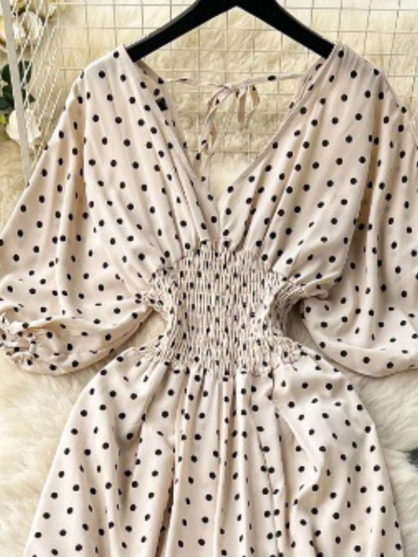 Smocked V-Neck Wide Leg Jumpsuit