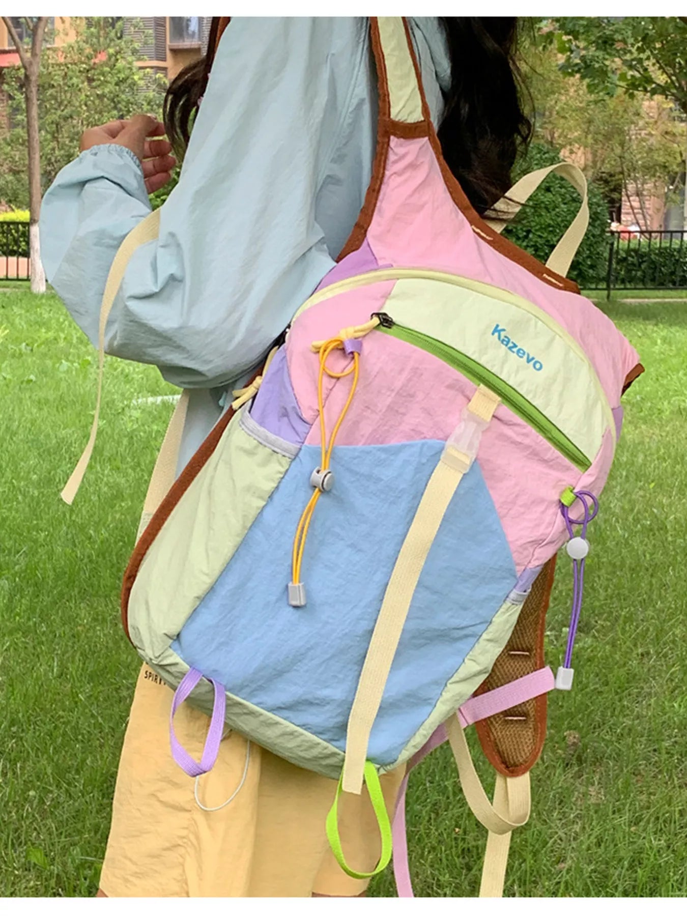Lightweight Color Block Backpack Bag