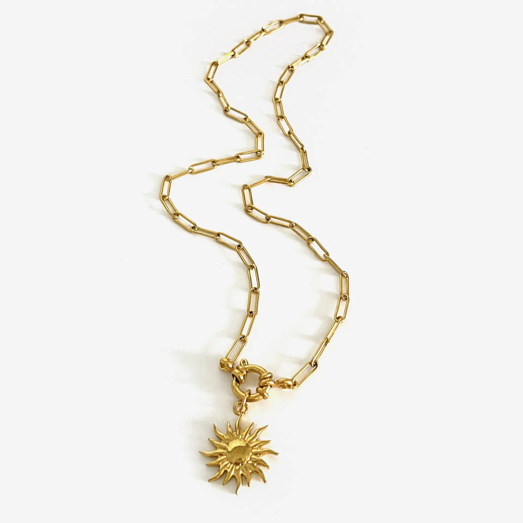 2-Piece 18K Gold-Plated Sun & Wave Pendant Necklace