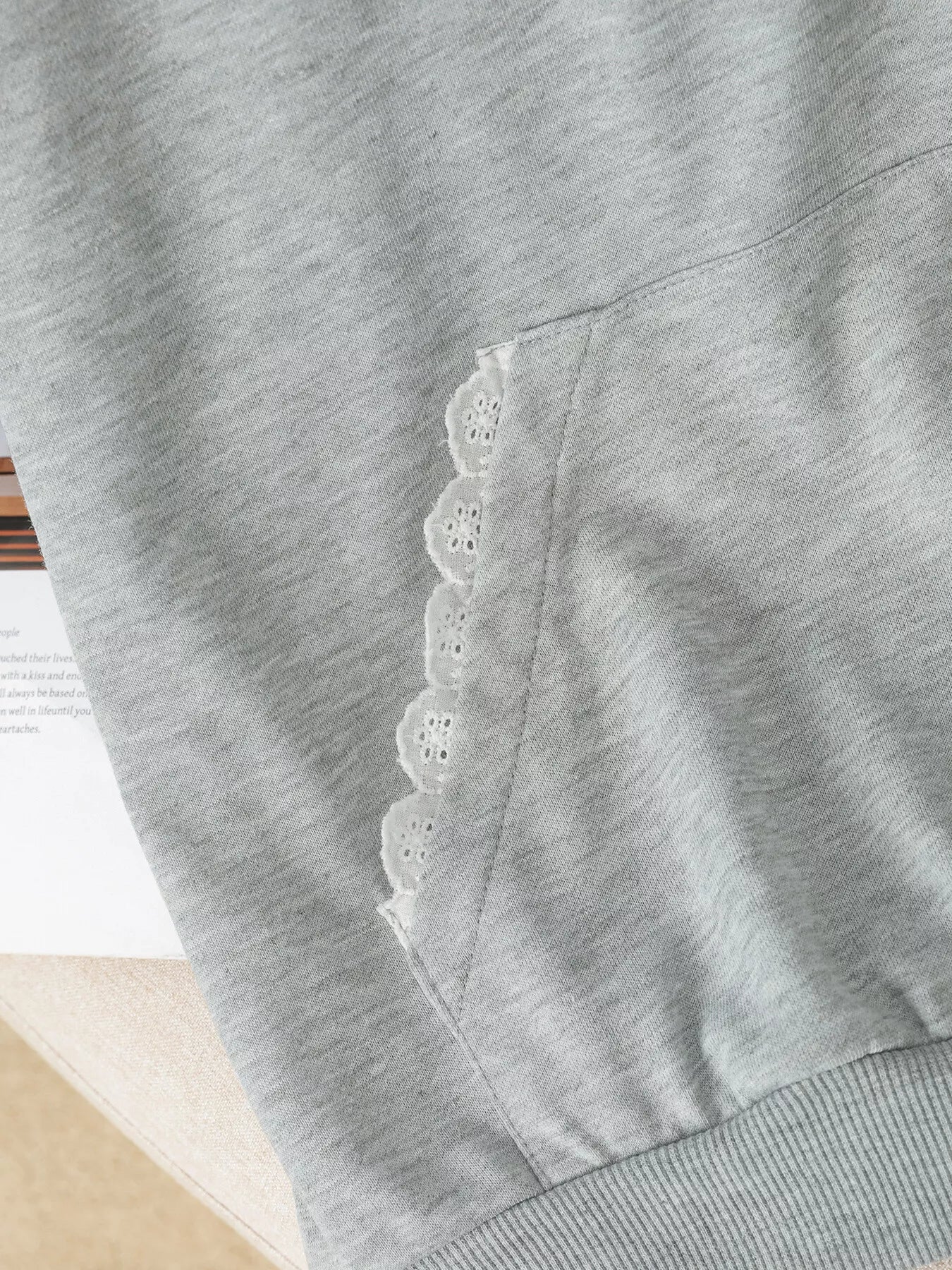 Bow Embroidered Long Sleeve Hoodie