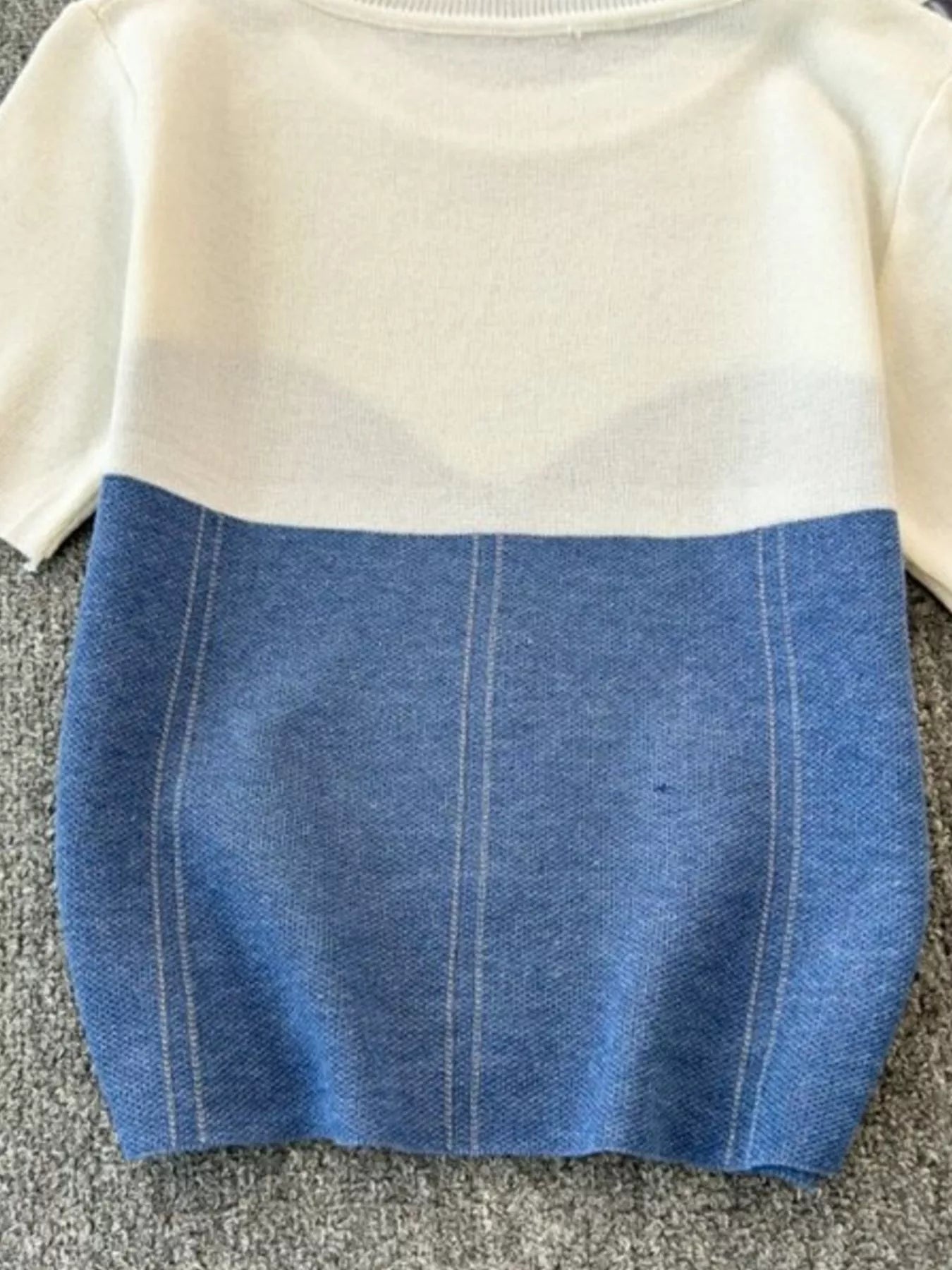 Color Block Short Sleeve Knit T-Shirt
