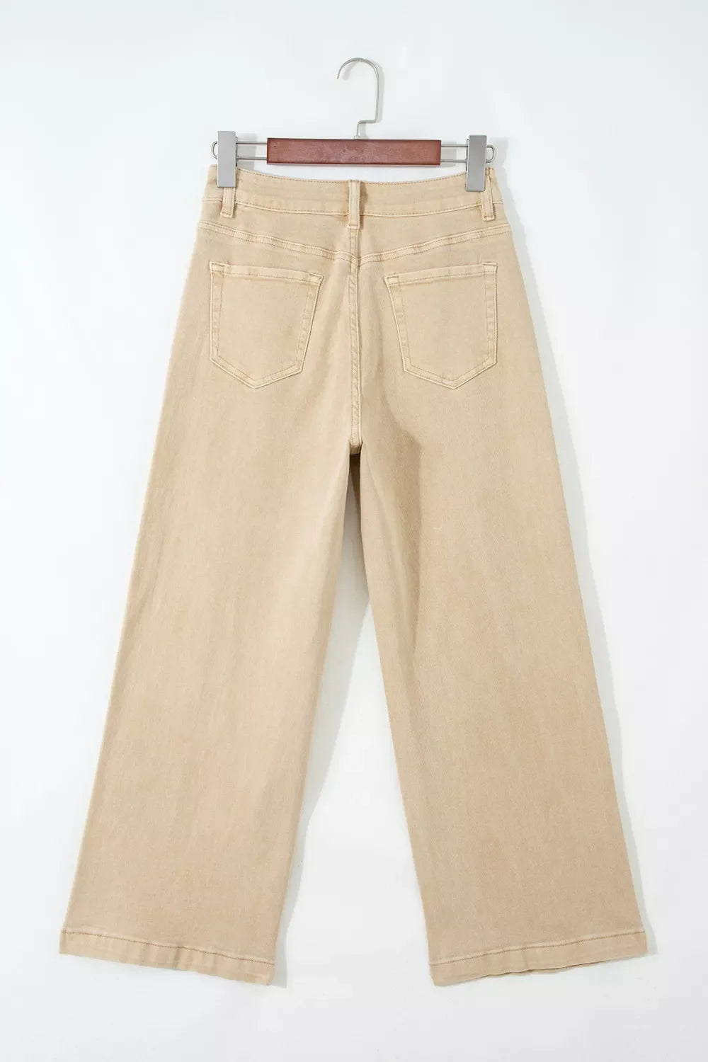 Solid Color Seamed Center Wide Leg Cropped Jeans