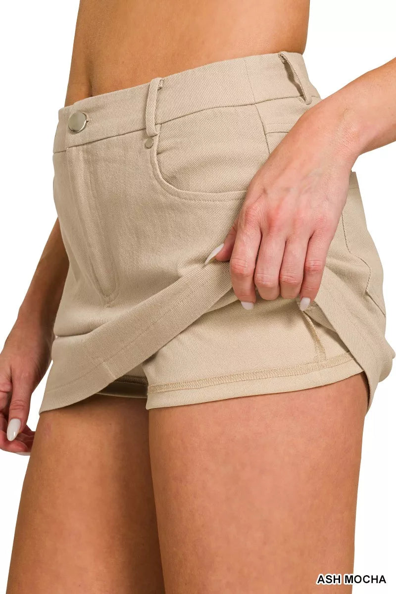 Zenana Cotton Twill Lined Mini Skirts