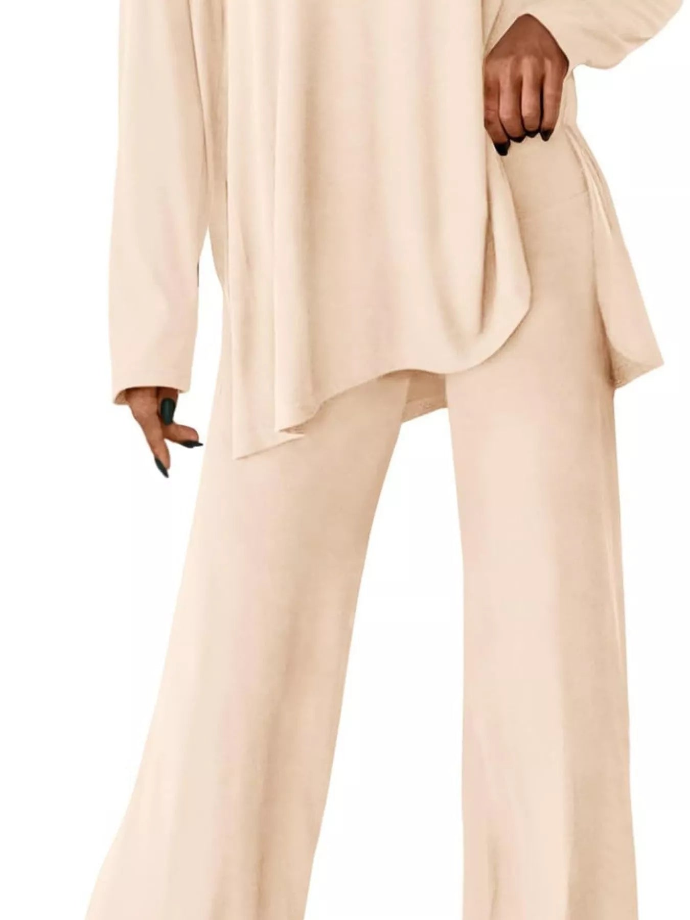 Casual Loose Long Sleeve Top and Wide Leg Pants Set