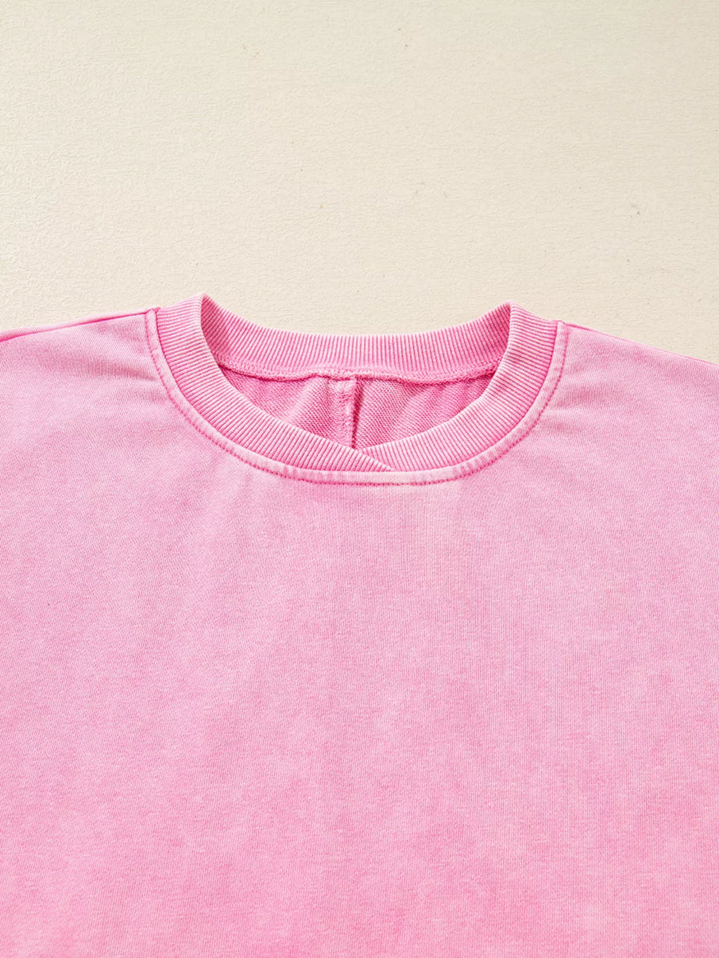 Mineral Wash Crossed Crew Neck Drop Shoulder Loose Sweatshirt
