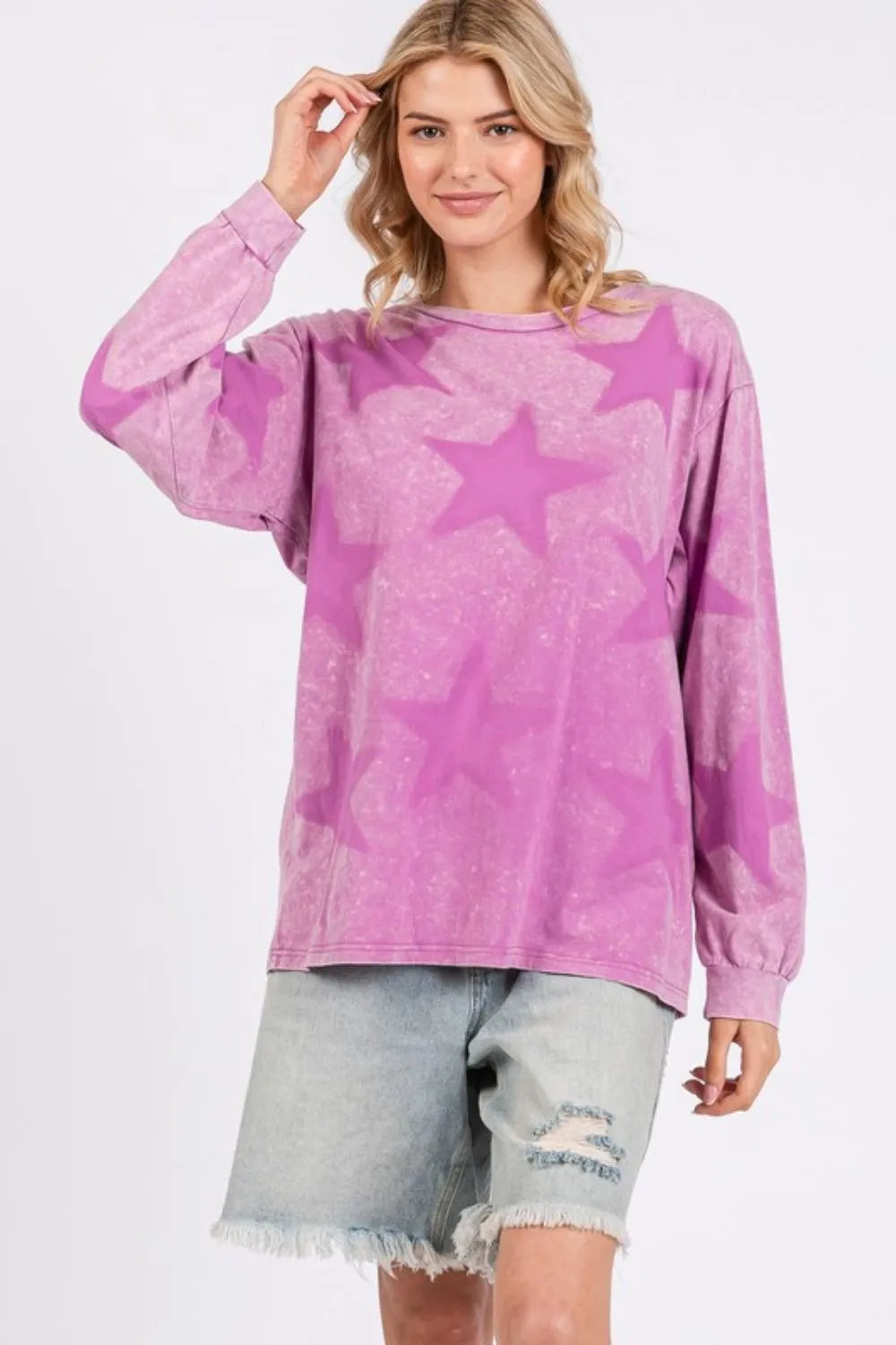 SAGE + FIG Mineral Wash Star Pattern T-Shirt