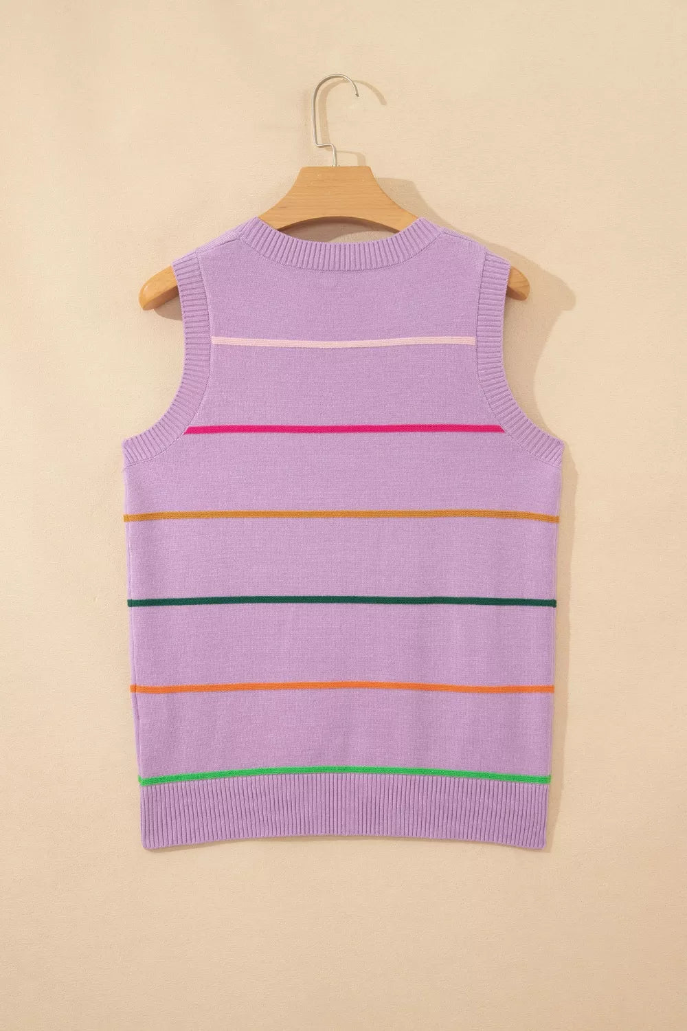 Stripe Round Neck Knitted Sweater Tank