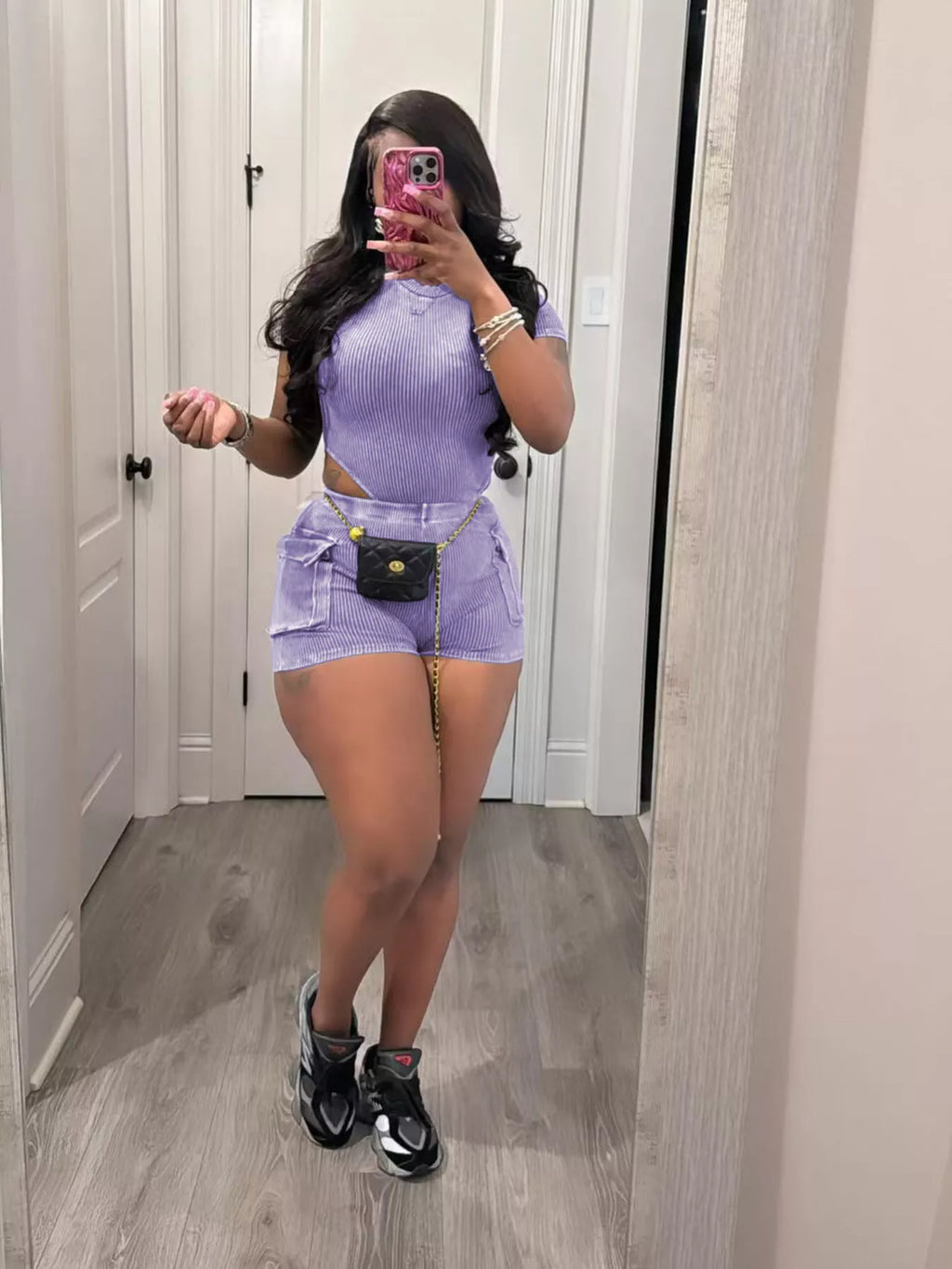 Ribbed Knit Bodysuit and Shorts Set