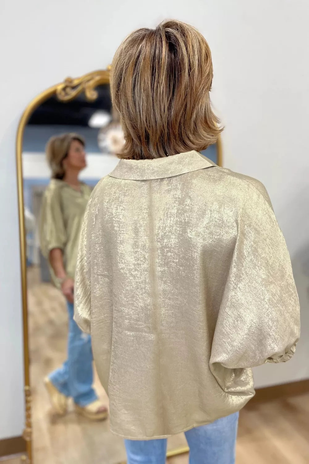 Johnny Collar 3/4 Sleeve Blouse
