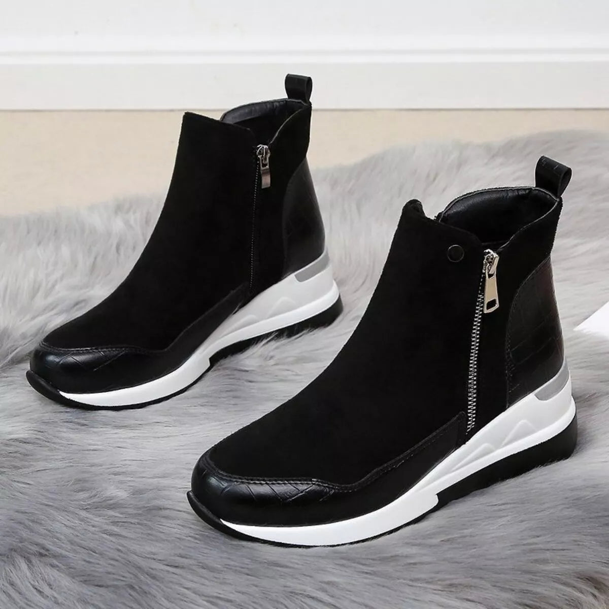 Side Zipper Ankle Boots