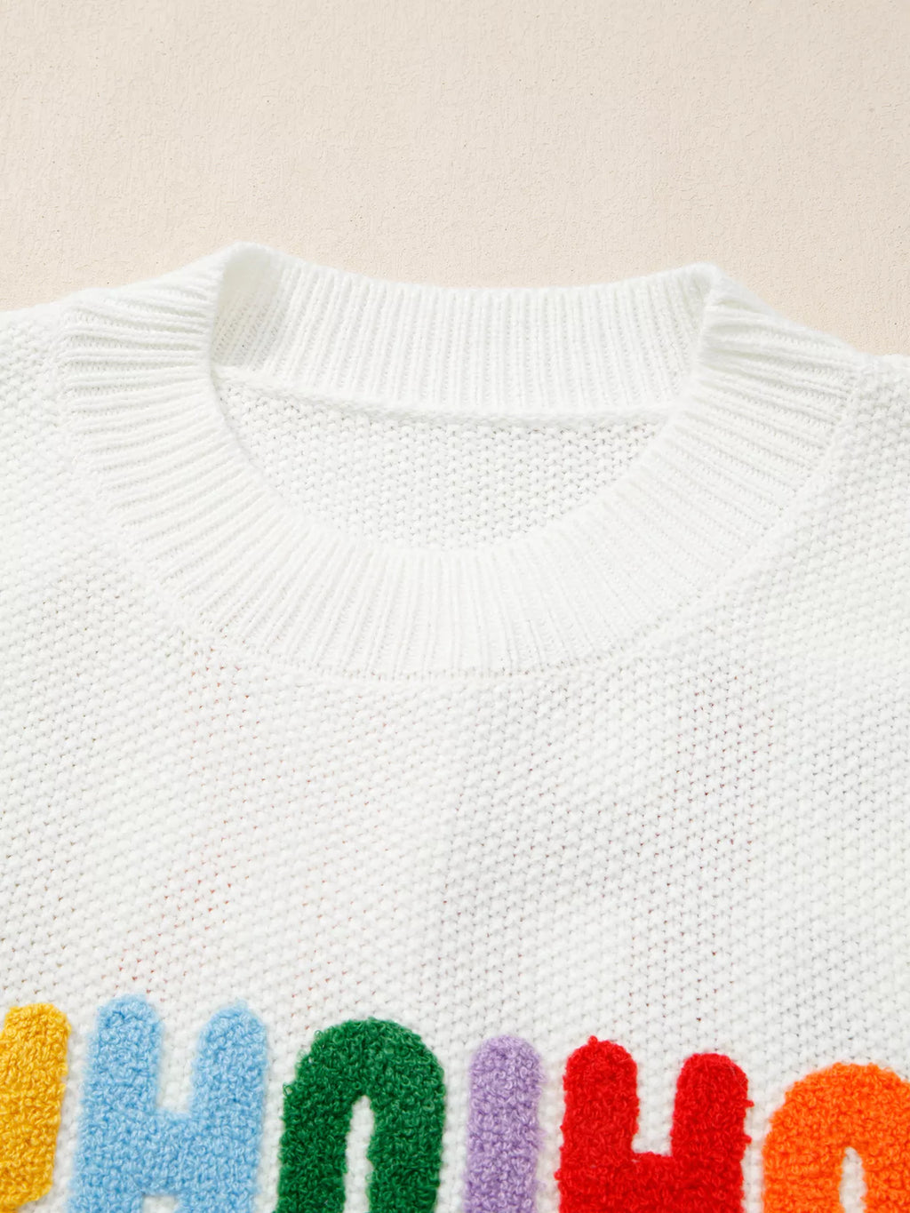 HOHOHO MERRY CHRISTMAS Drop Shoulder Holiday Sweater