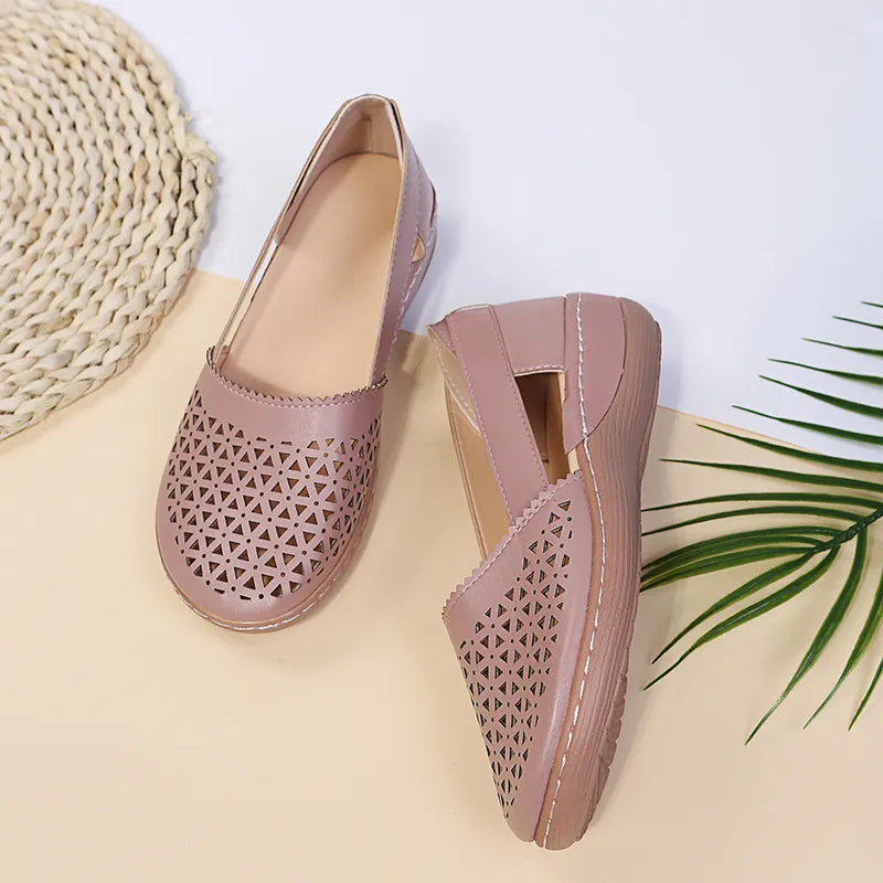 Cutout Round Toe Slip-Ons