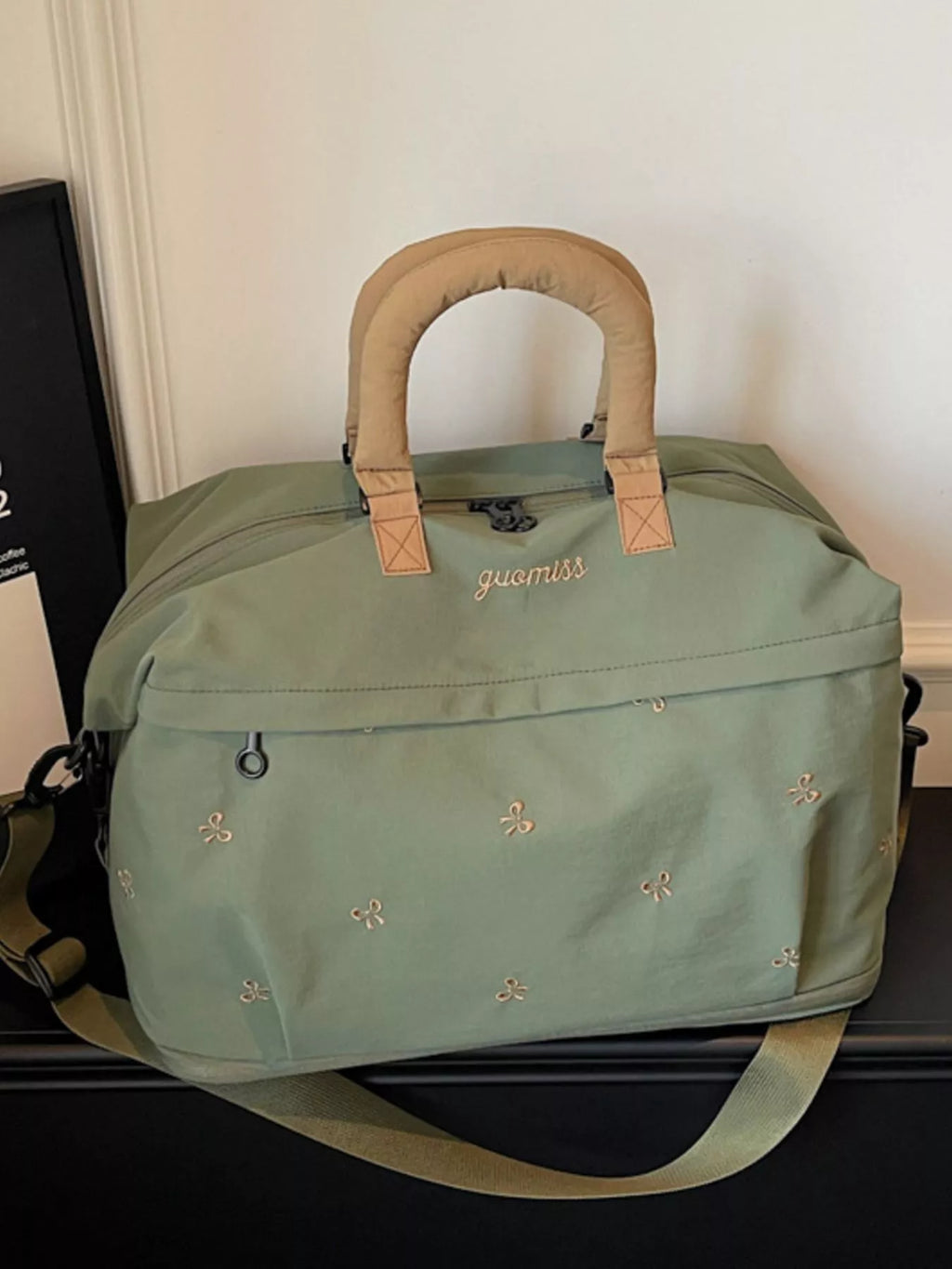 Bow Embroidered Travel Bag