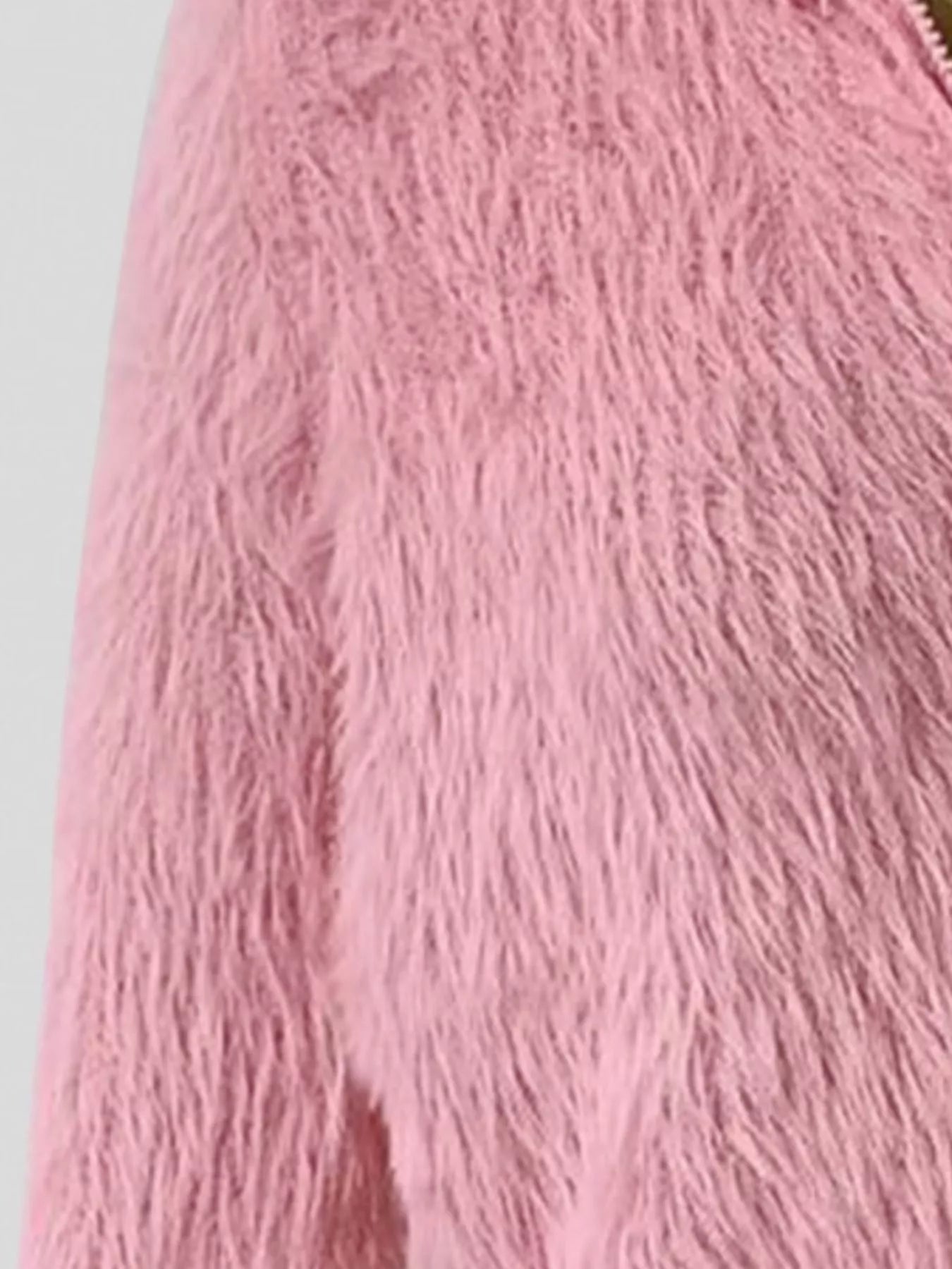 Fluffy Knit Zip-Up Outerwear